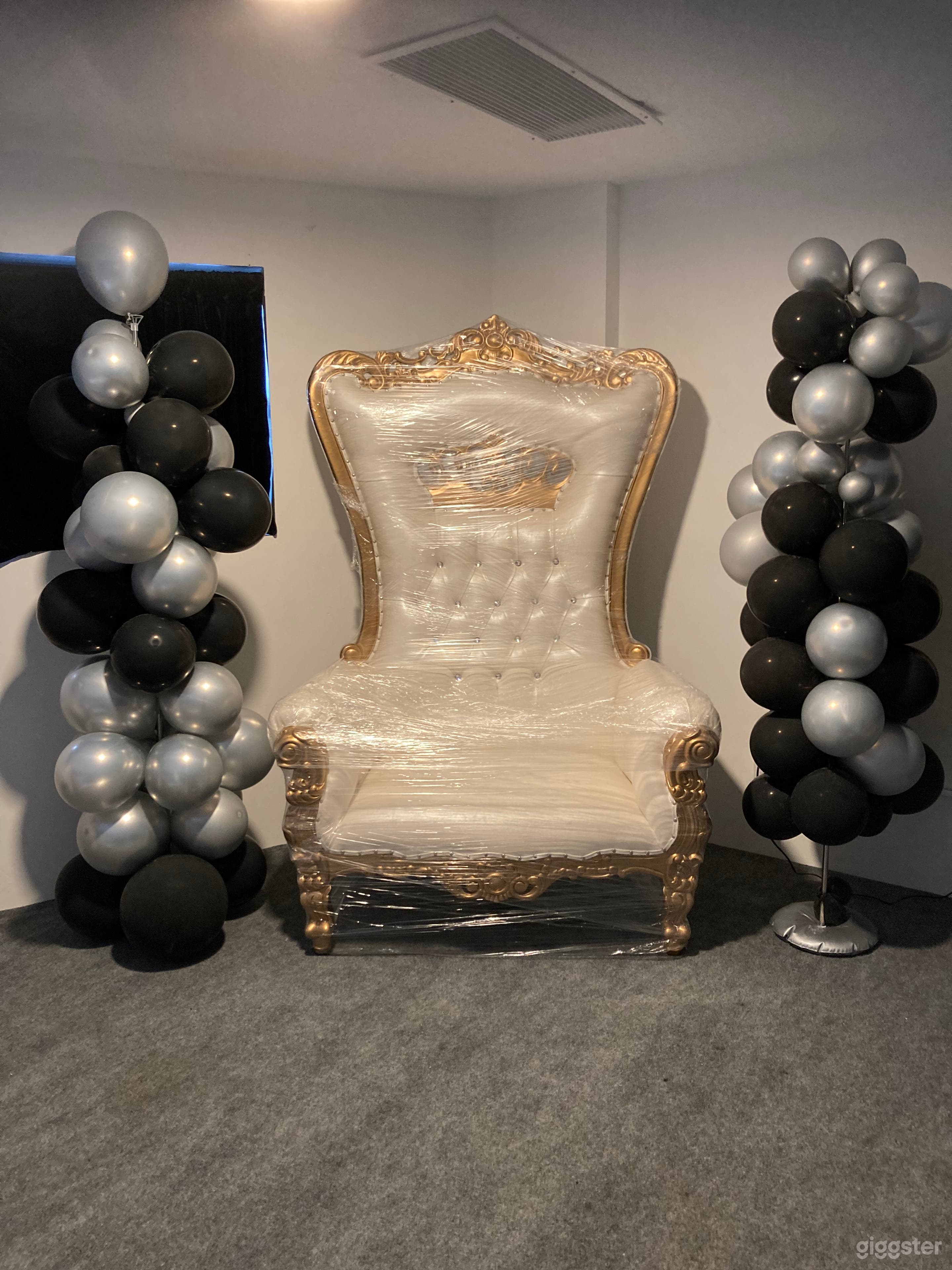 Stage with selected party chair