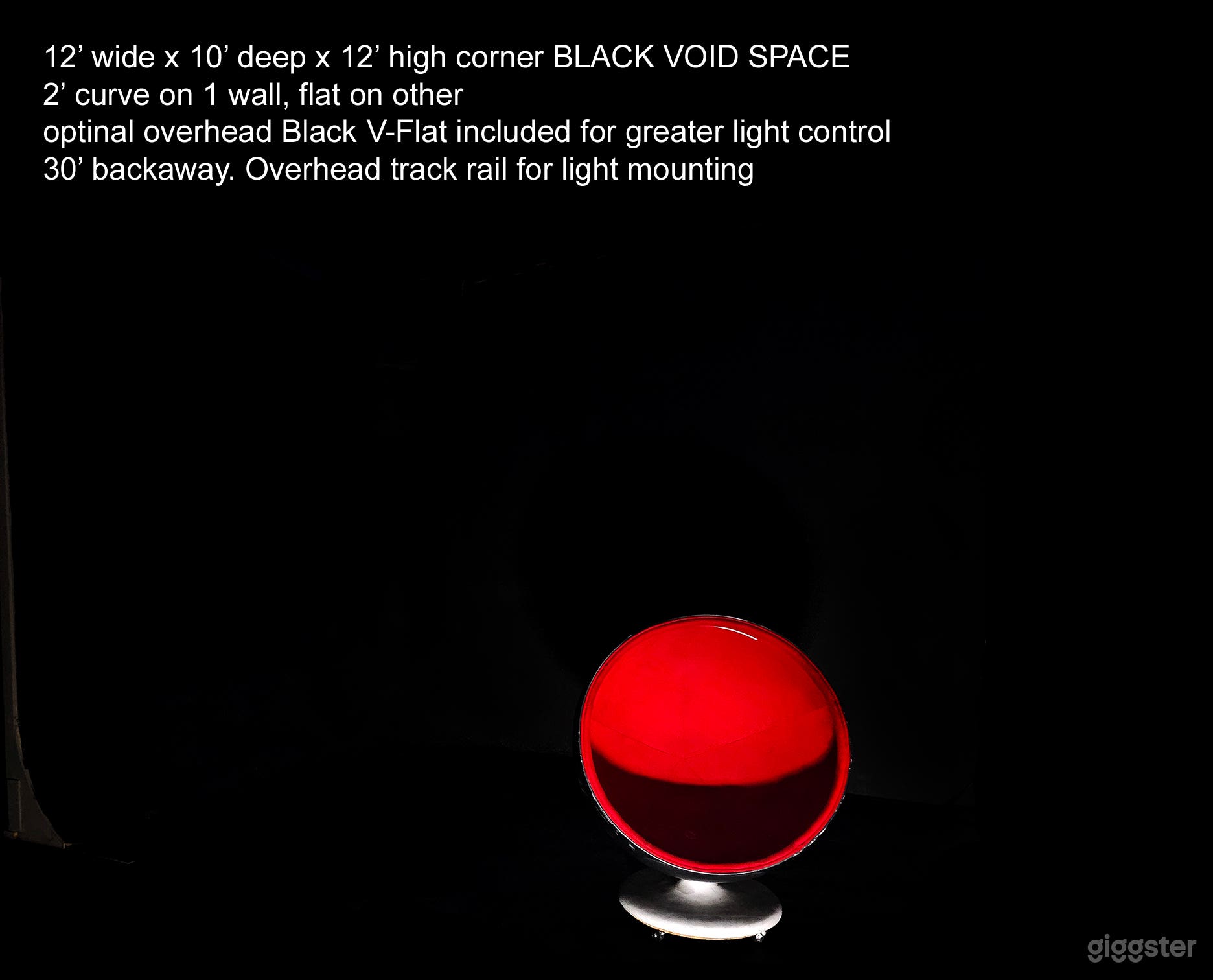 12'w x 10'd x 12' high black void with optional 3' deep extension