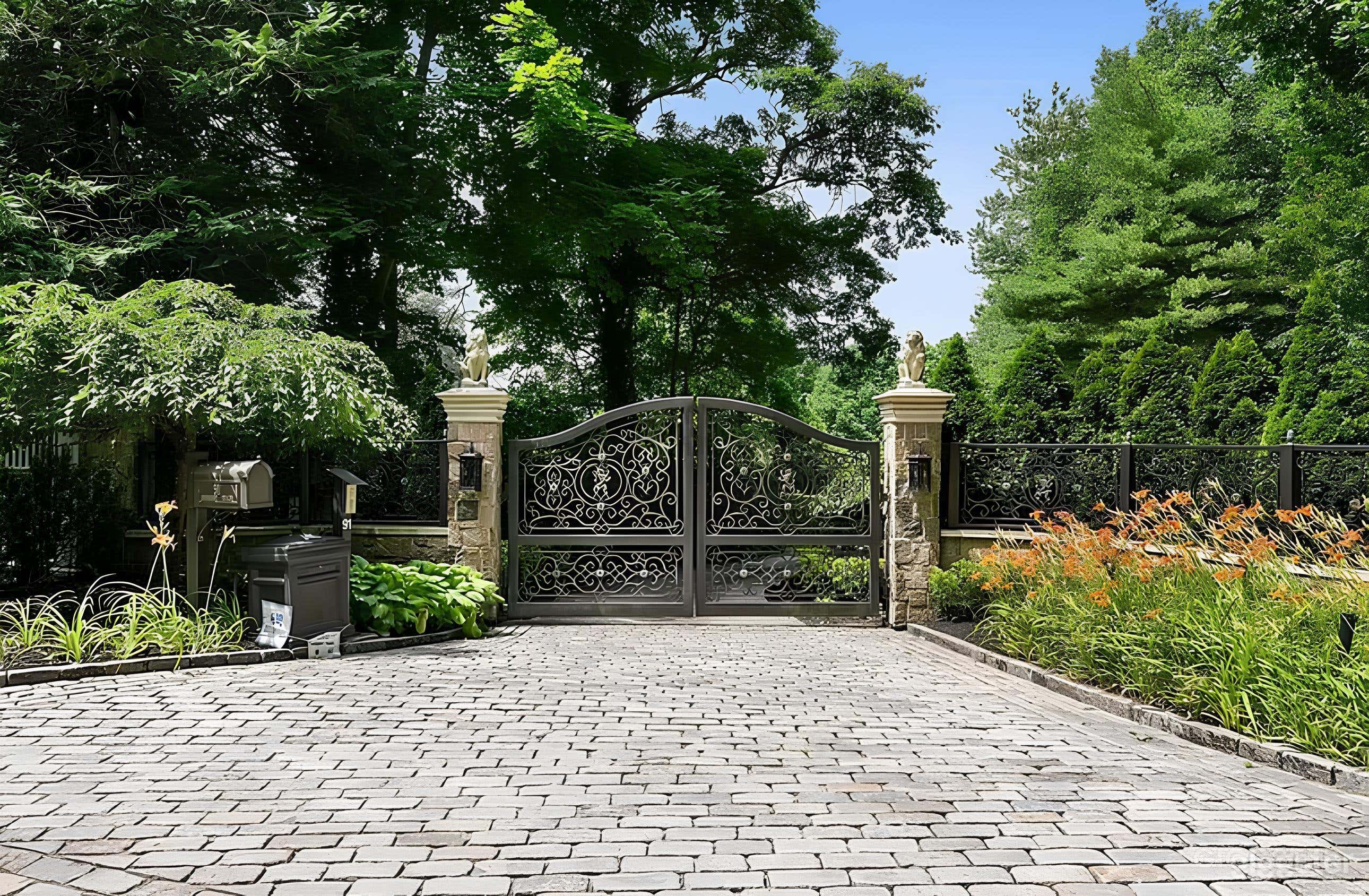 Gated property long driveway