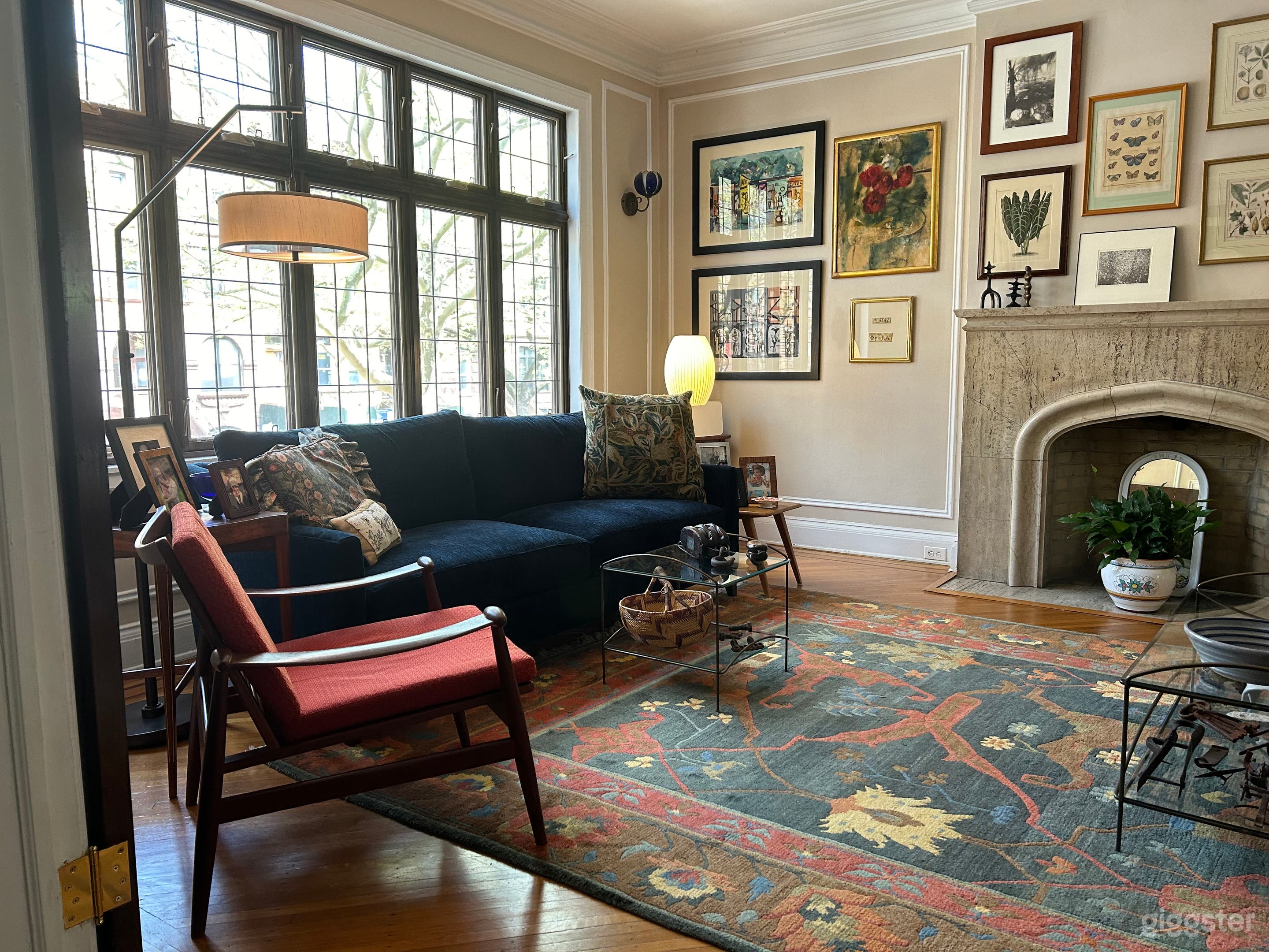 Living room showing the extra-large front windows.
