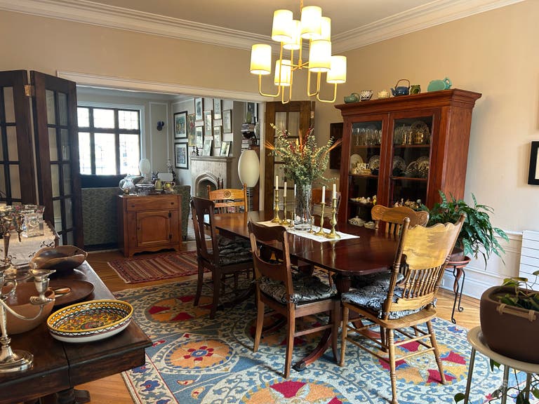  Full dining room with beautiful beveled doors framing the entrance to the living room.  