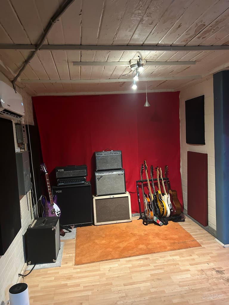  Multiple amps and guitars including, Fender, Vox, Hoffner, 12 string electric, Roland Juno, Moog, and stage keyboards 