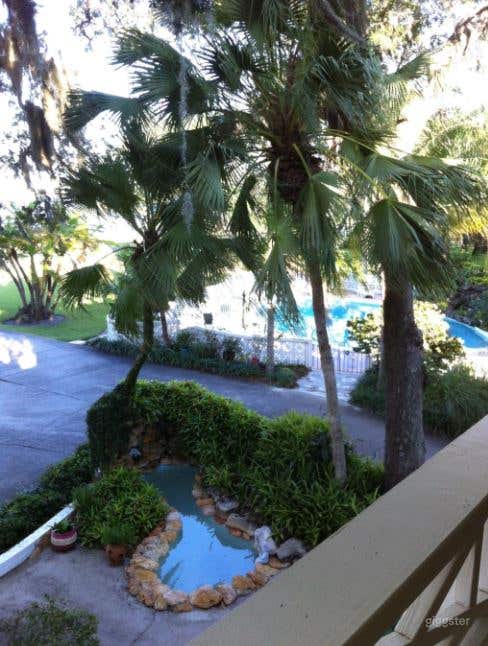  Secluded Heart Shape pool in garden setting view of Halifax River  