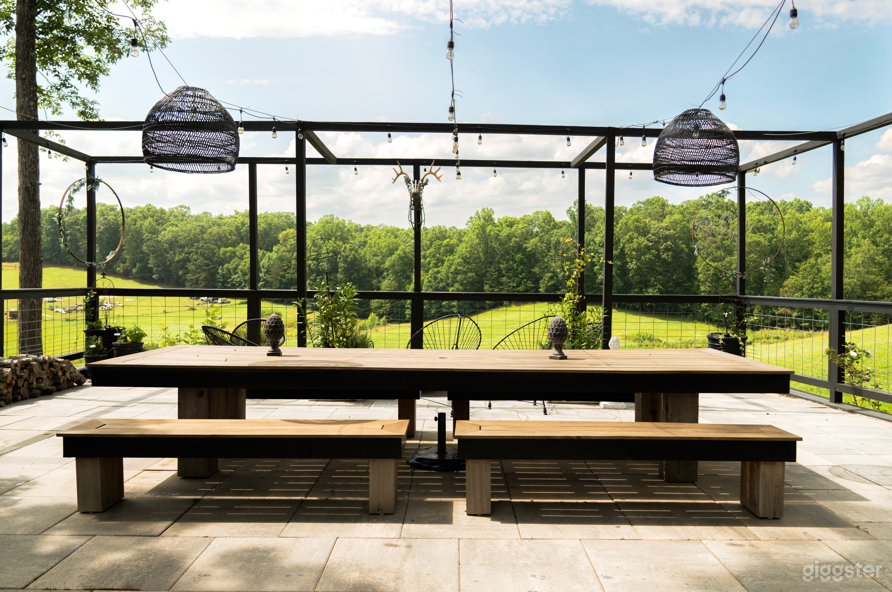 Elevated summer/fall garden with custom wood table 