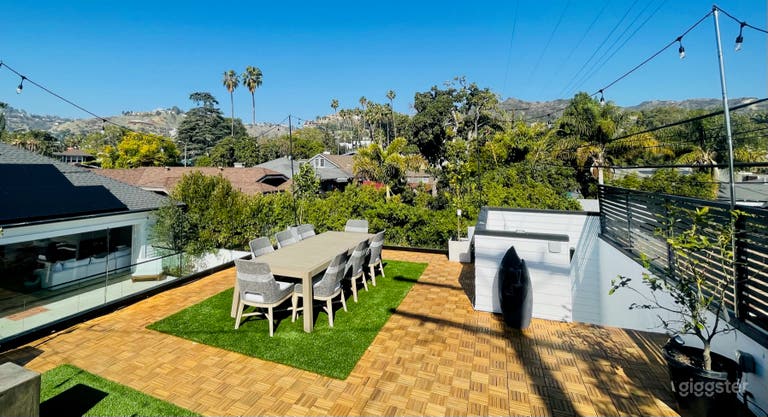  View of Hollywood Hills and Runyon Canyon from rooftop terrace.  