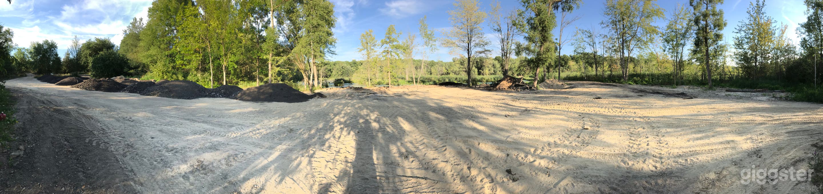This is a panoramic view of the bridge going out to the island.