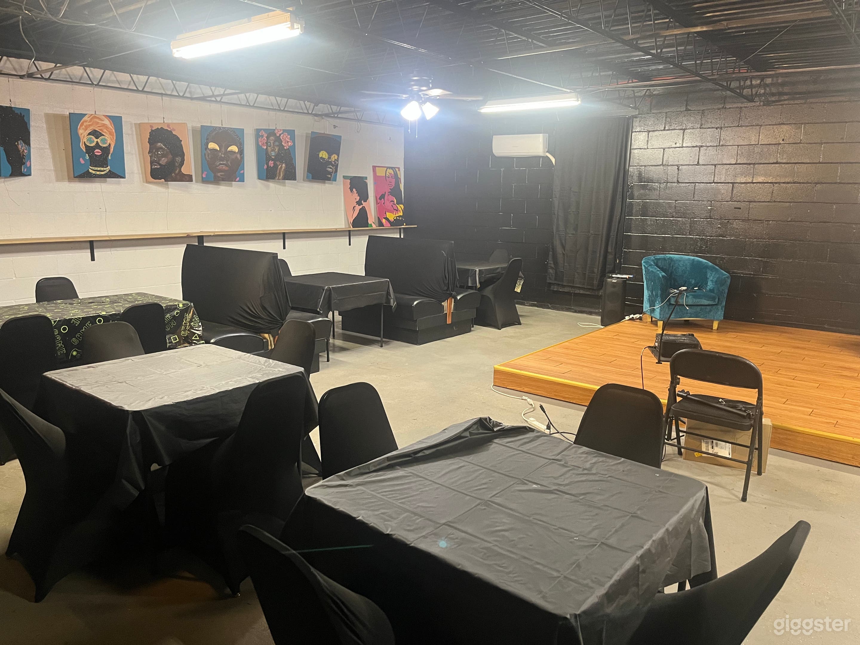 Center seating and stage