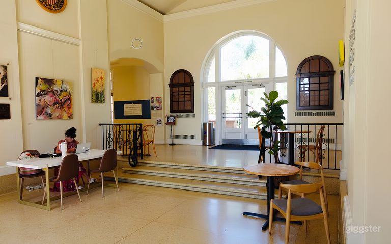  The lobby area just inside the main entrance doors. Vaulted ceilings, terrazzo floors. 