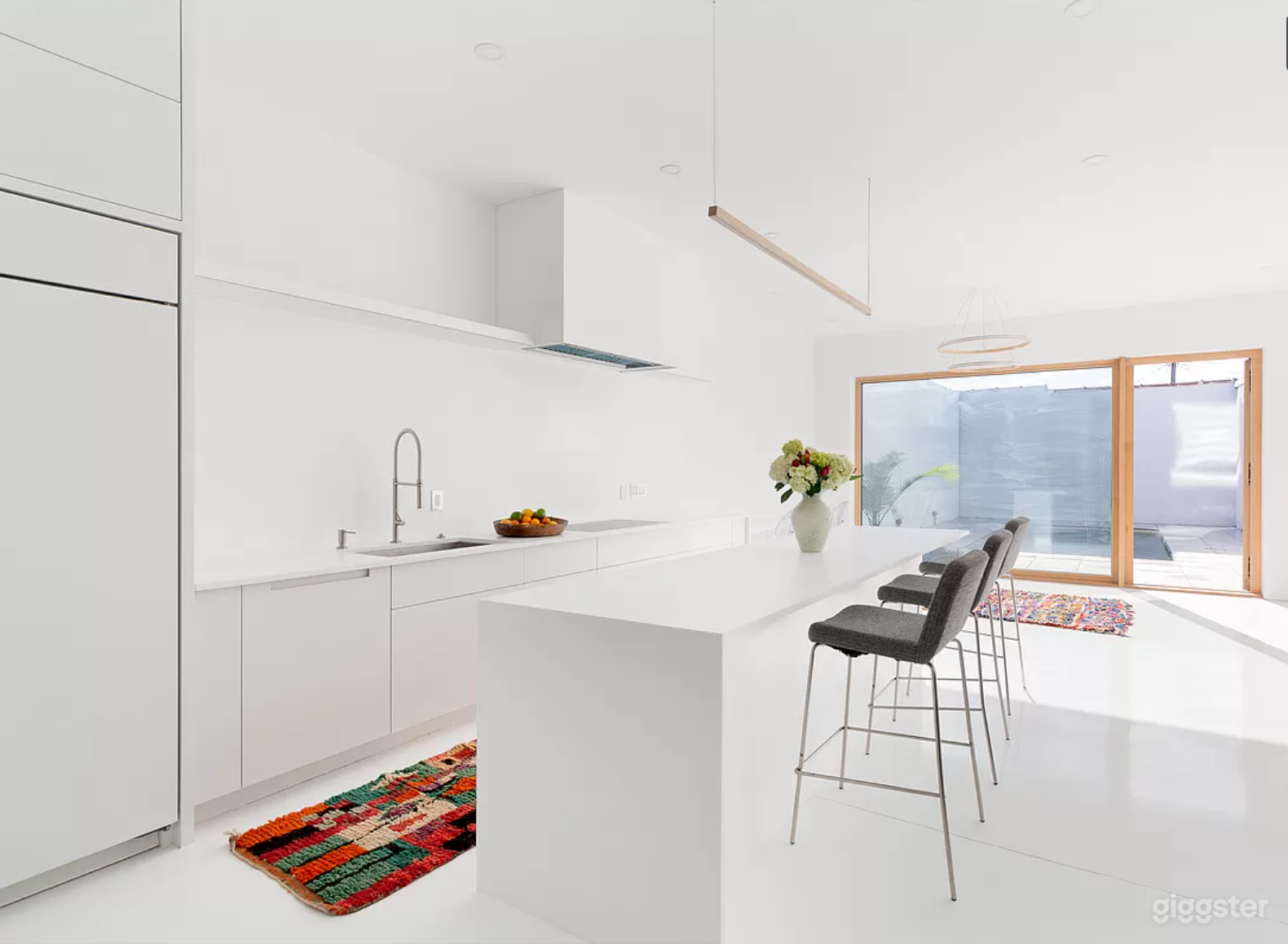 Kitchen island - looking out back. 