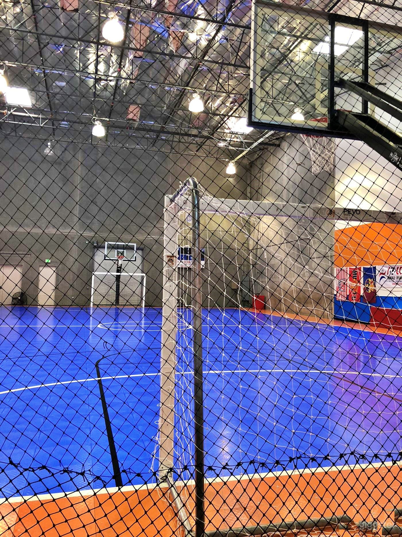 regulation sized soccer goals and basketball hoops