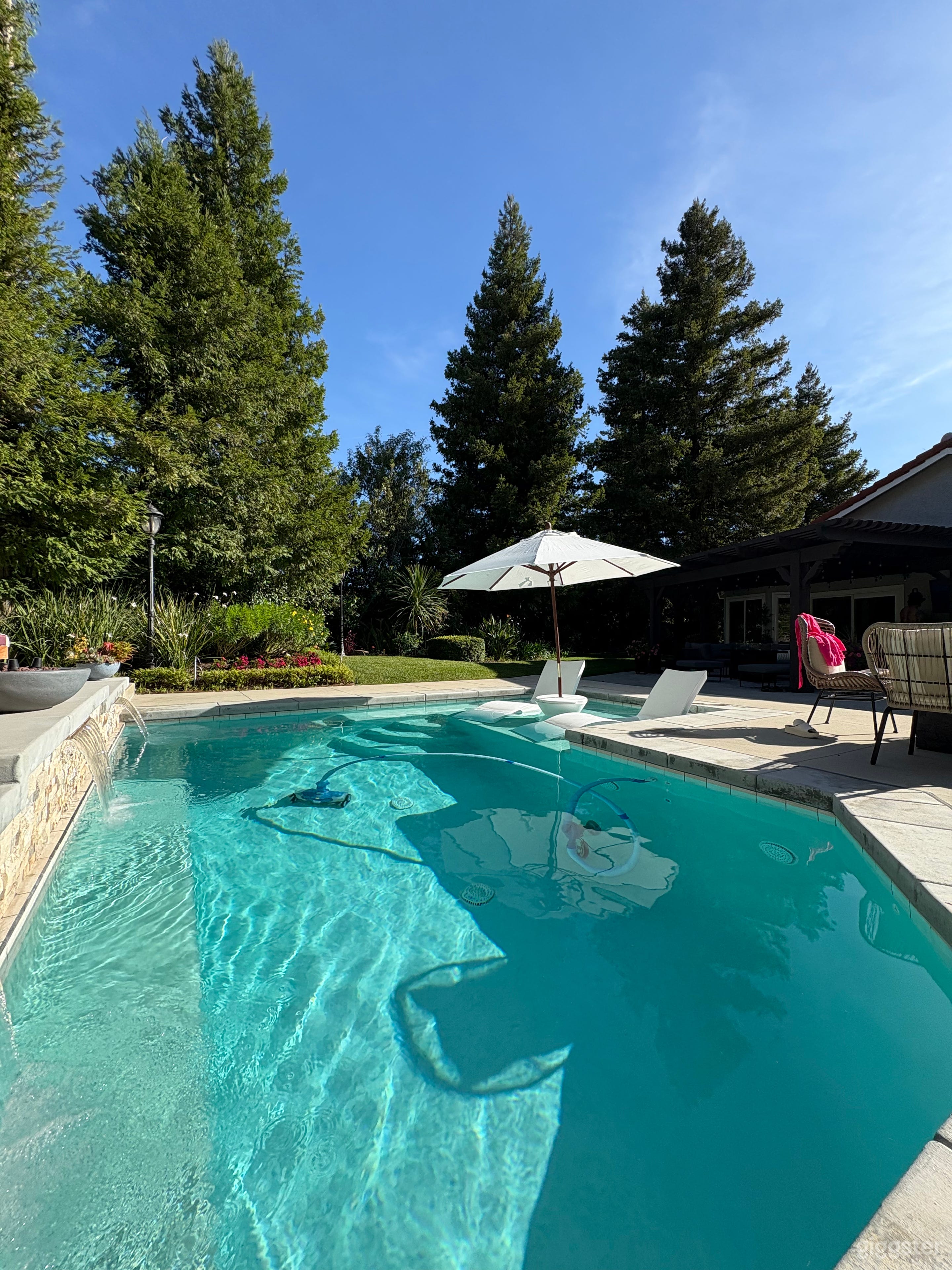 Backyard “Spool” (pool/spa combo) with Baja.