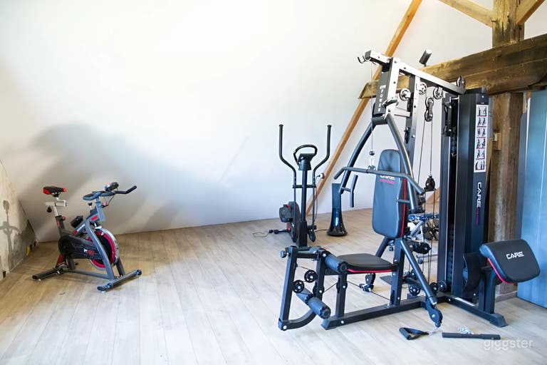  Espace Gym avec Vue sur le Toit & Équipement de Fitness & Installation d'Entraînement 