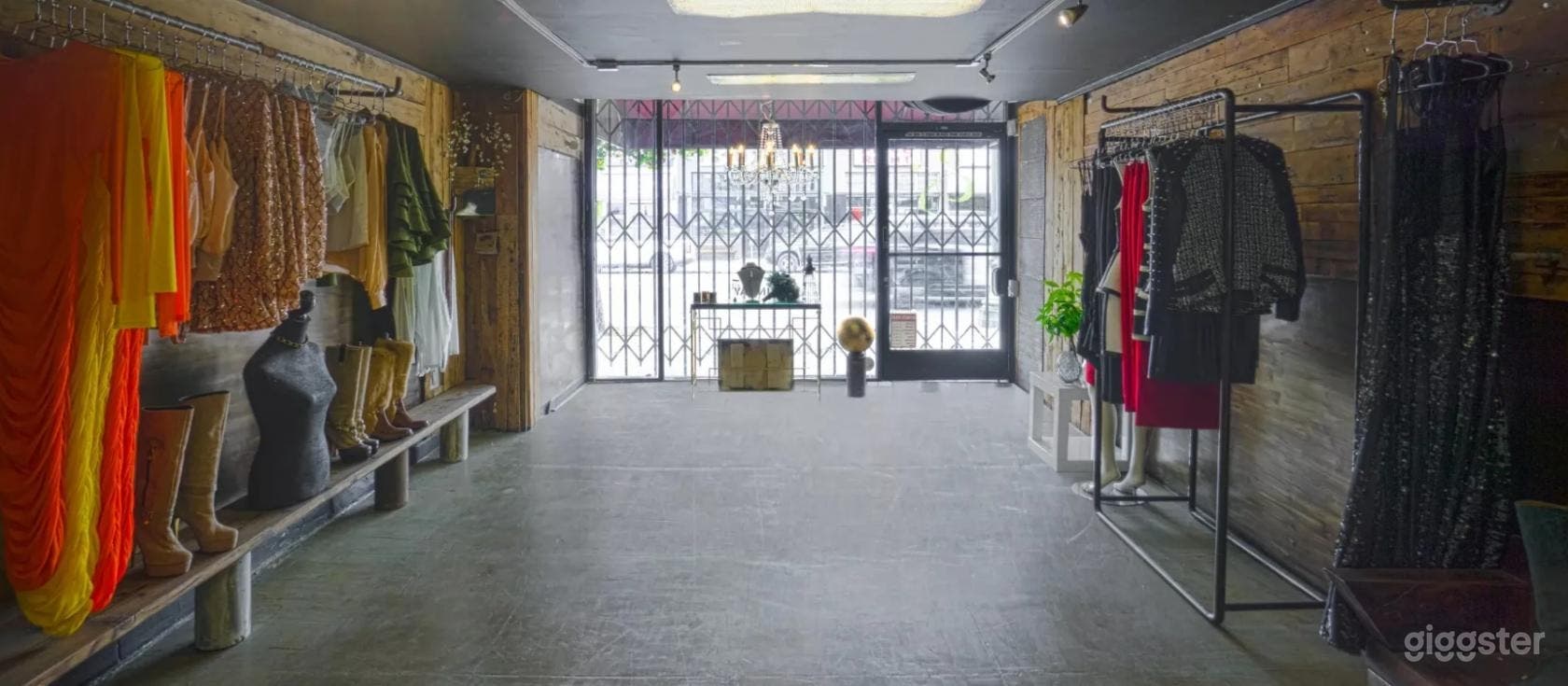 boutique clothing storefront back view