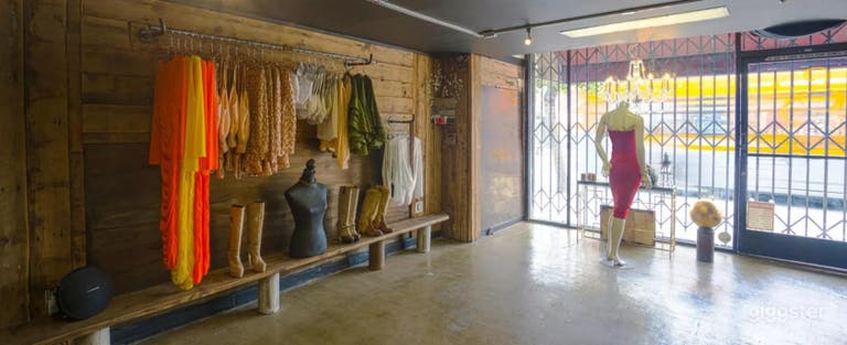  boutique clothing storefront corner view 