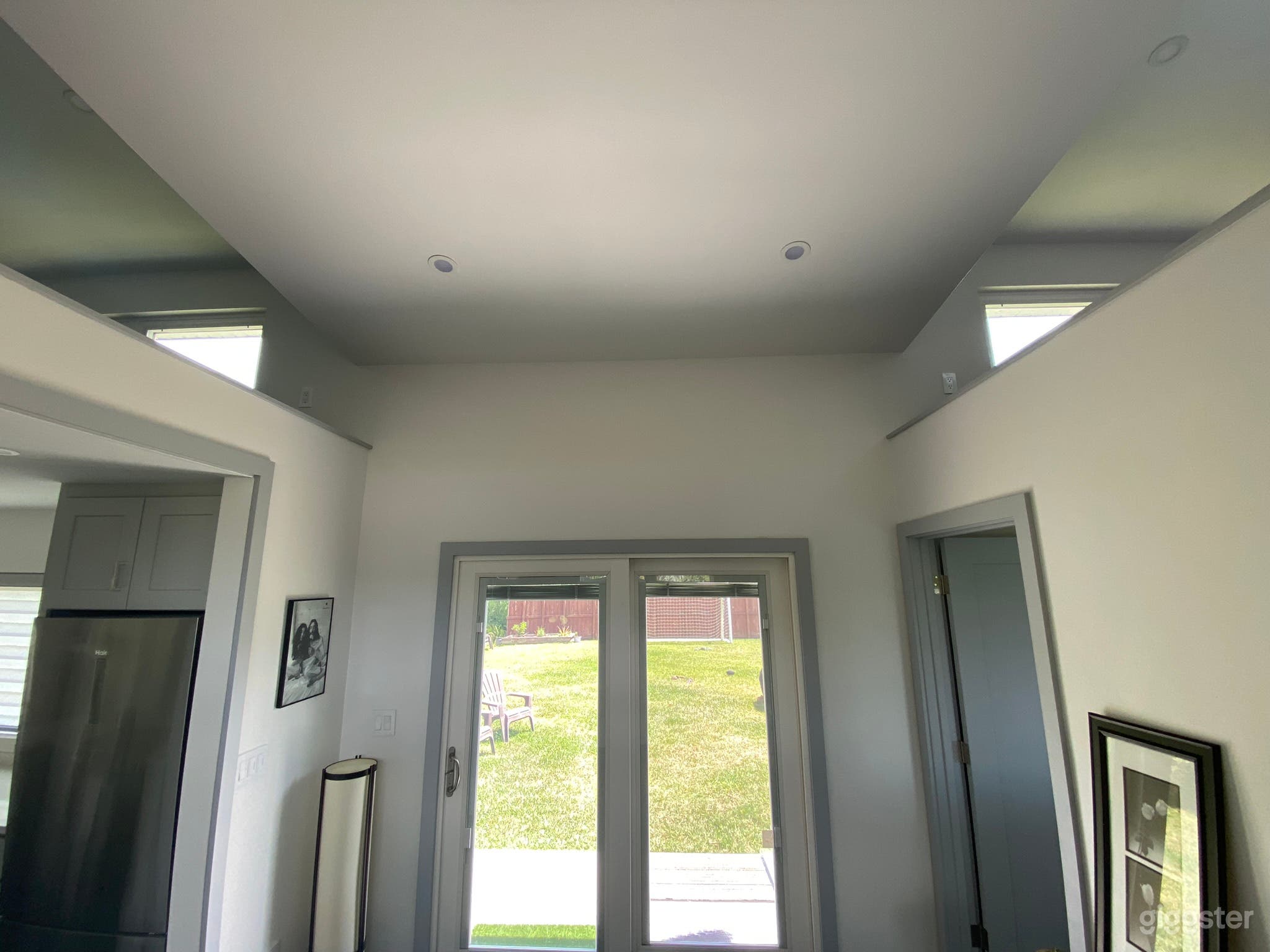 Large sliding door with blinds