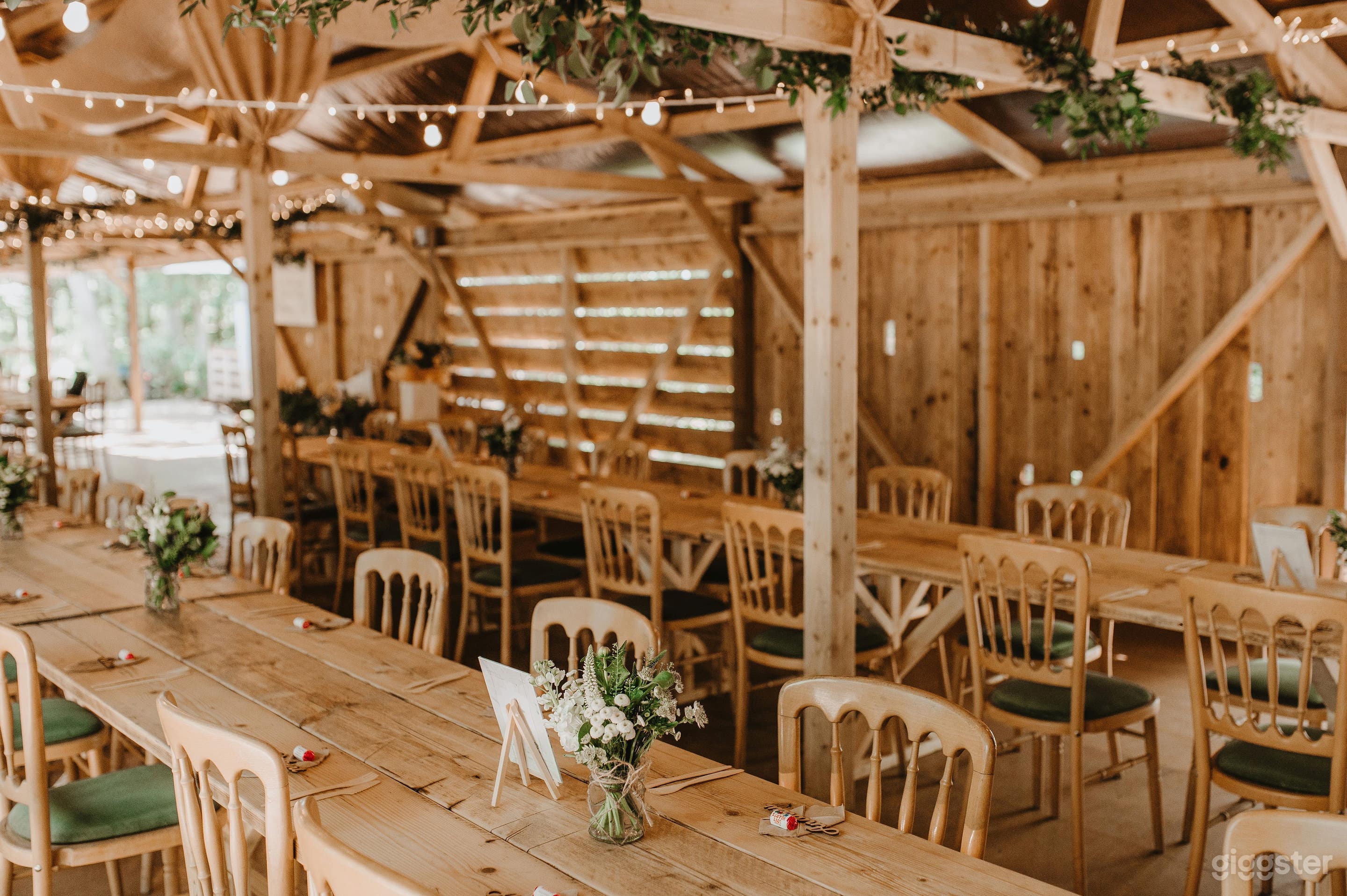 Inside of our wooden hall (21 metre long by 6 metre wide)
