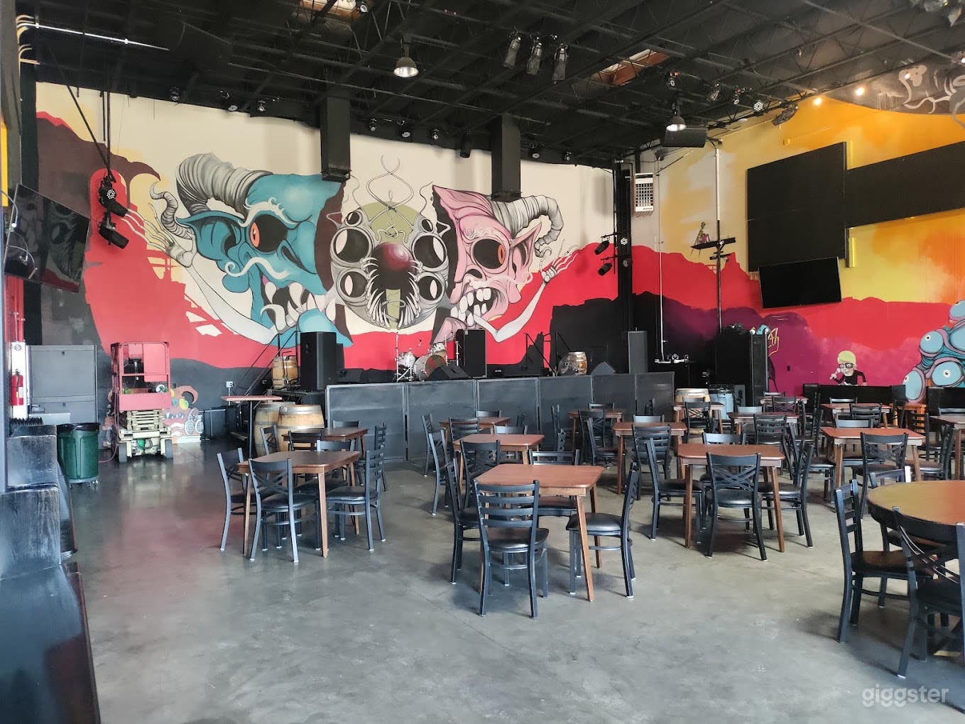 Venue with tables set up
