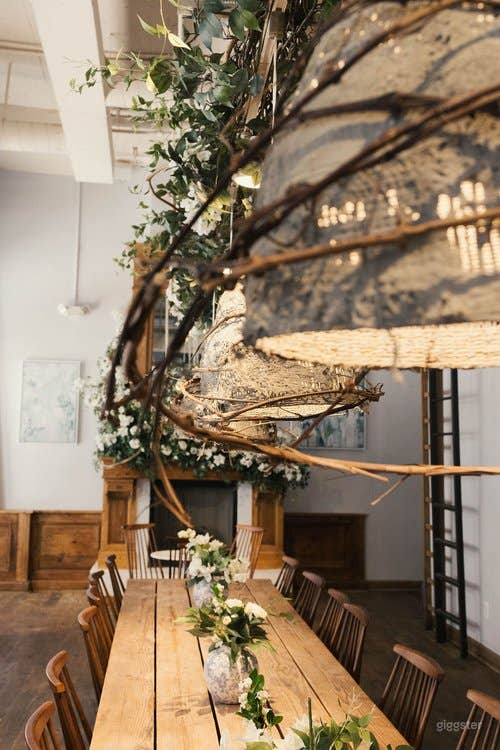 Whimsical decor with custom floral installations and magic garden theme