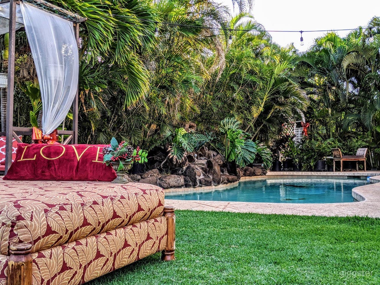 Tropical Backyard Landscaping Waterfall Swimming Pool