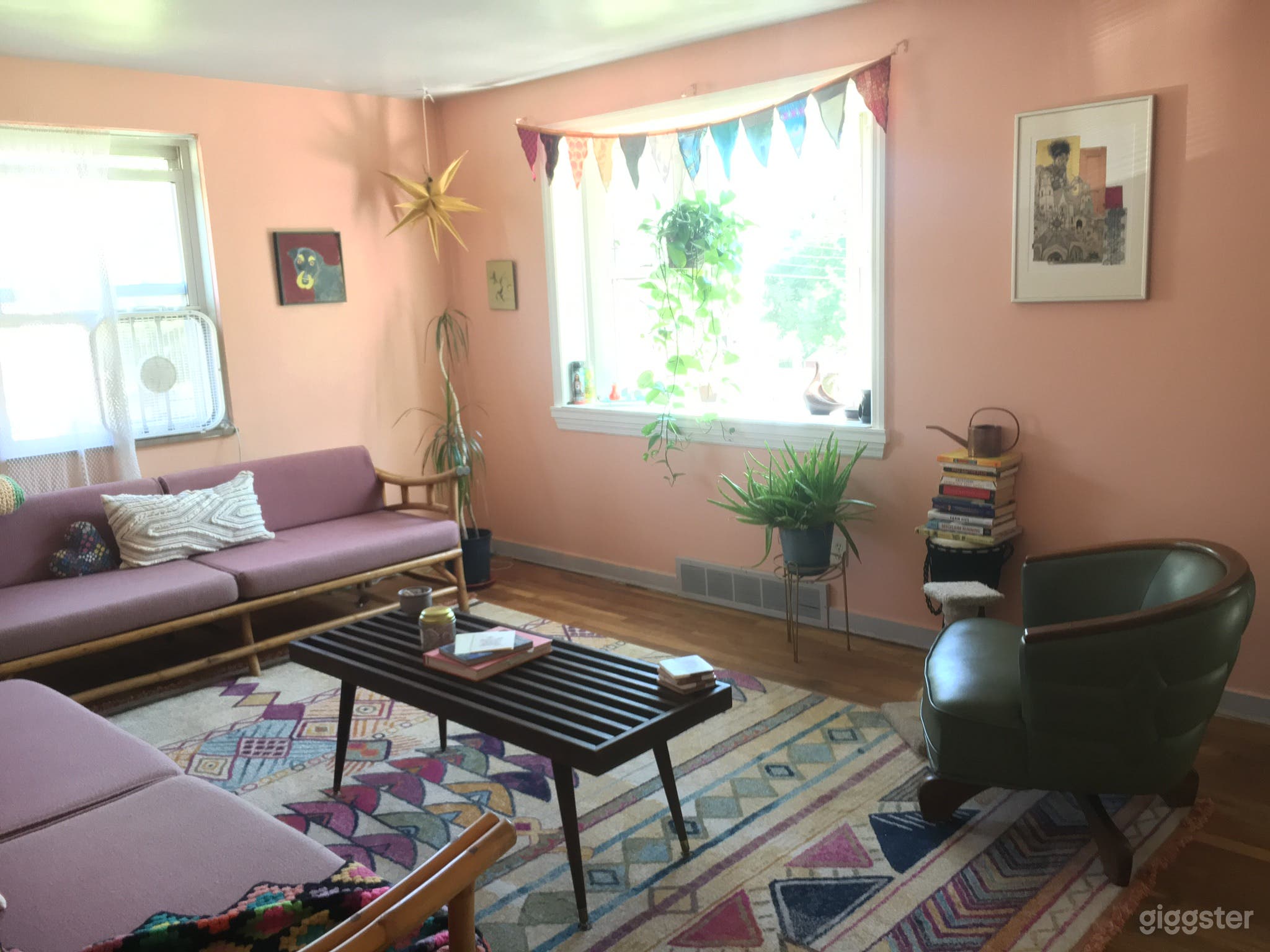 Living room, bay window view 