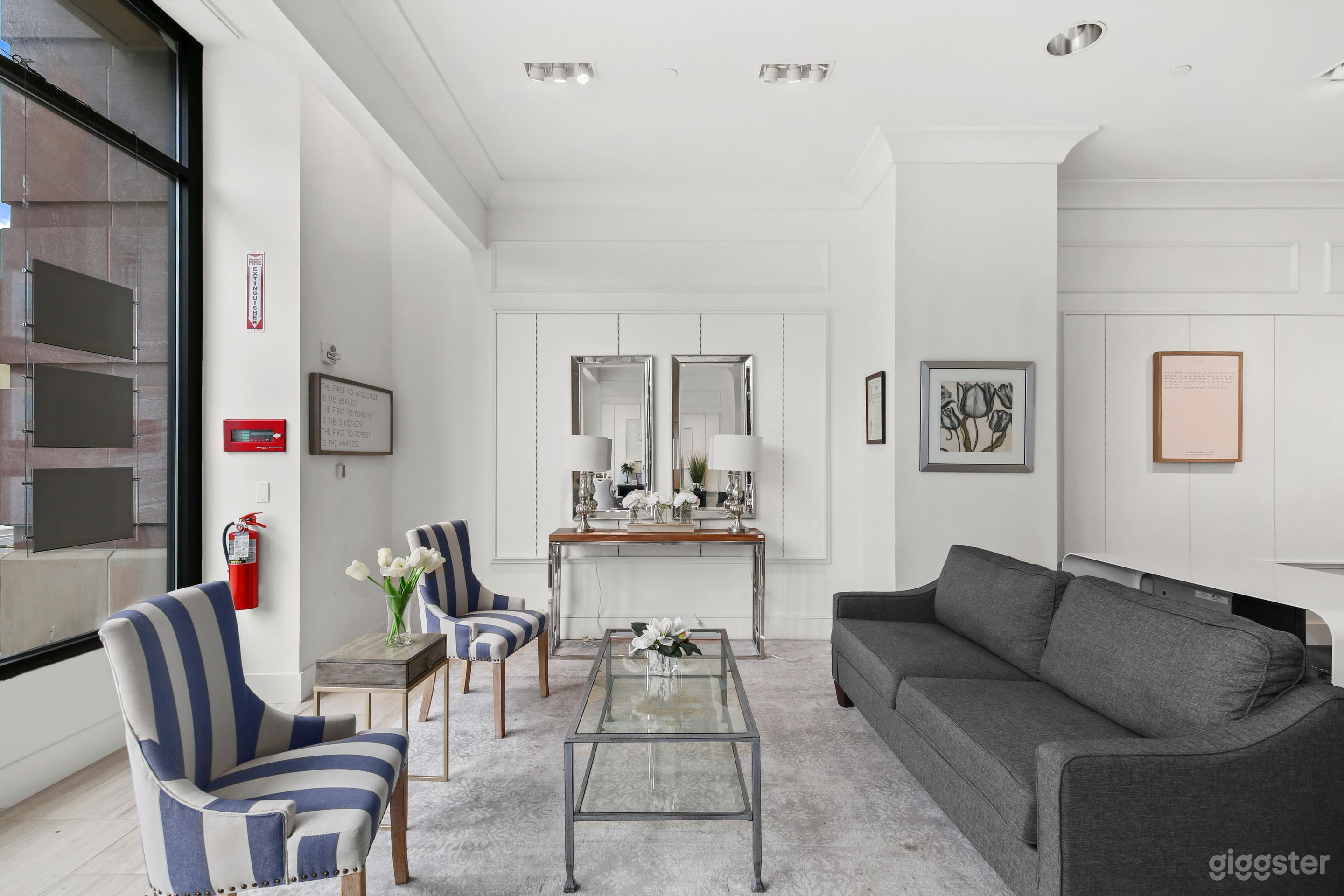 This area is in the front of the office when you first walk in on the left side. 