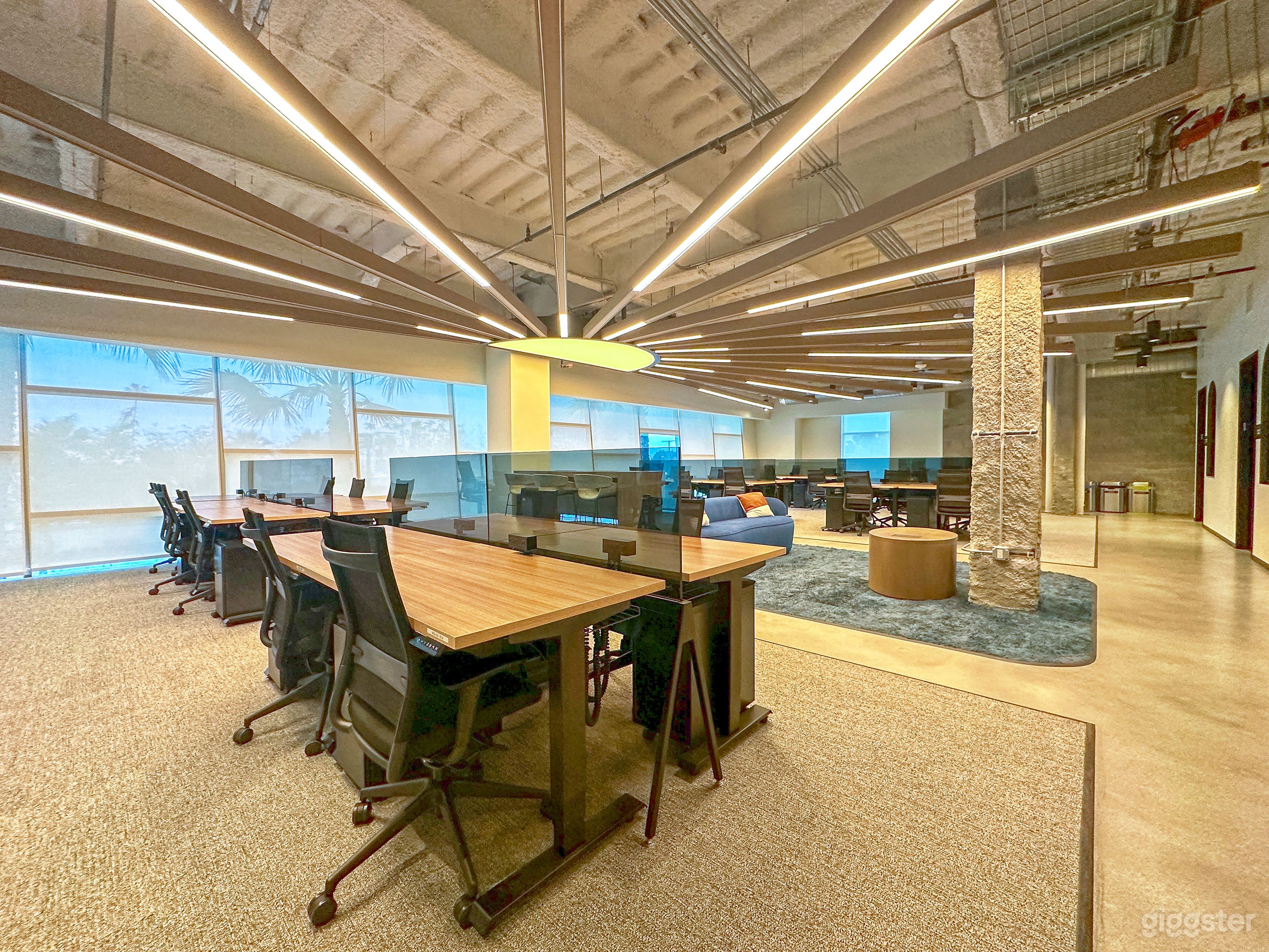 Modern open workspace with standing desks