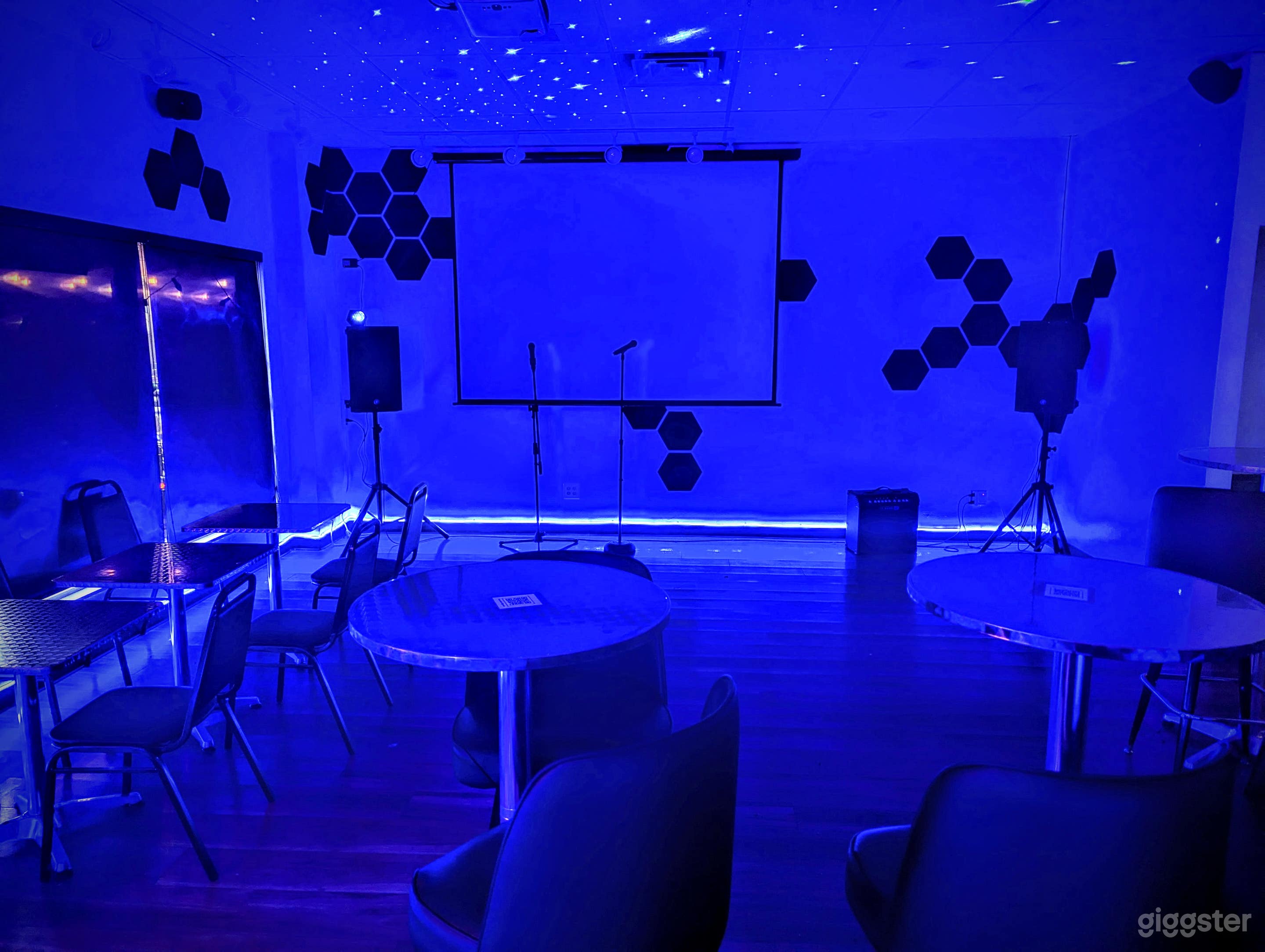 Front of house area with configurable multimedia area.