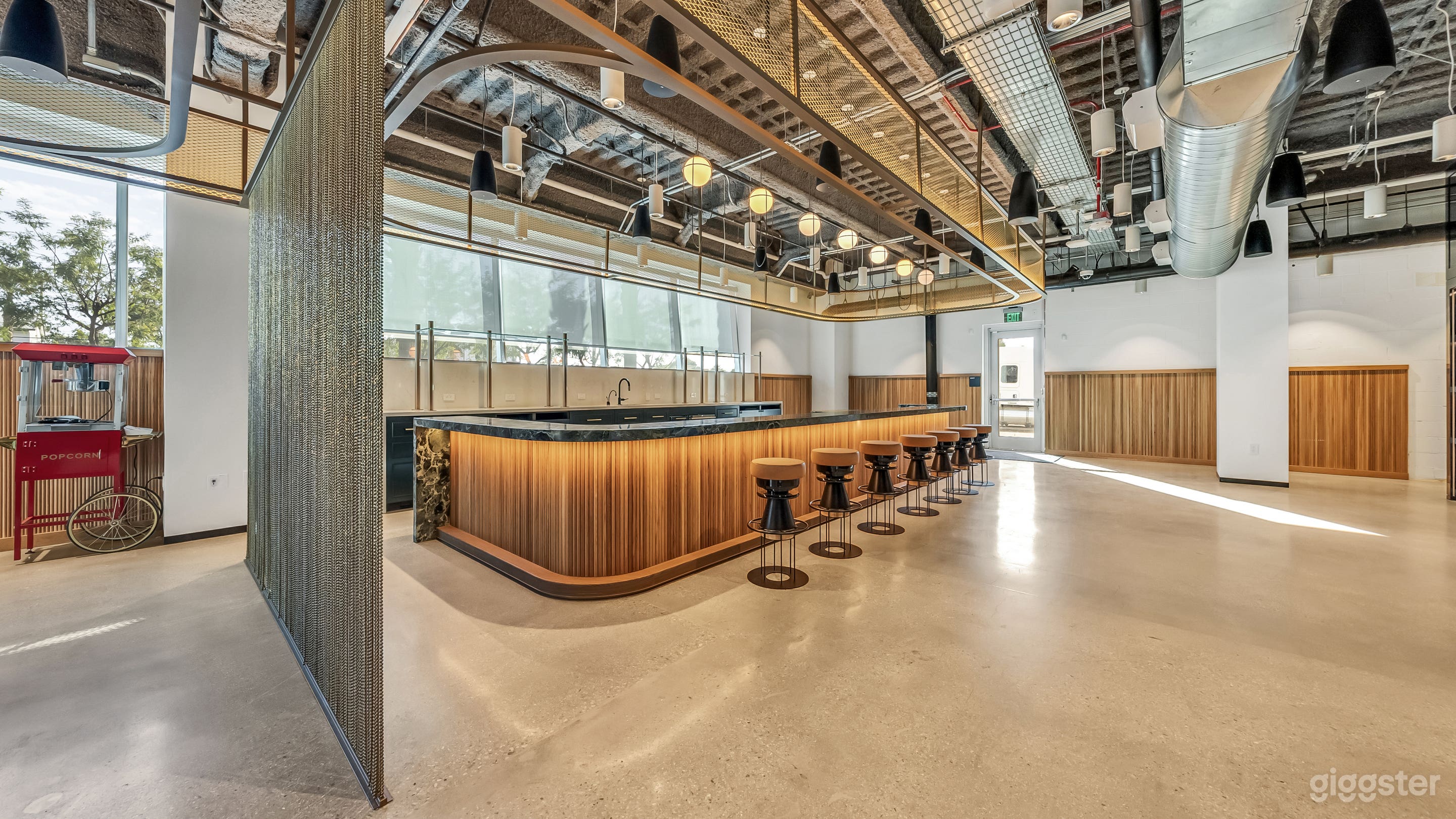 Bar area in back of lobby