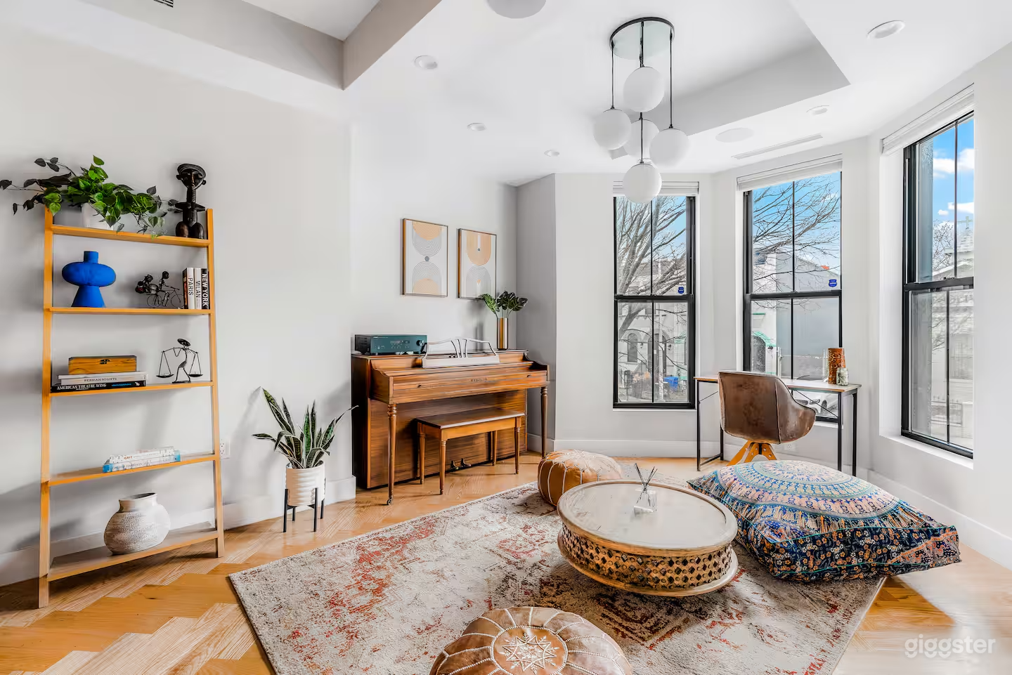 Lots of natural light in our living/dining room