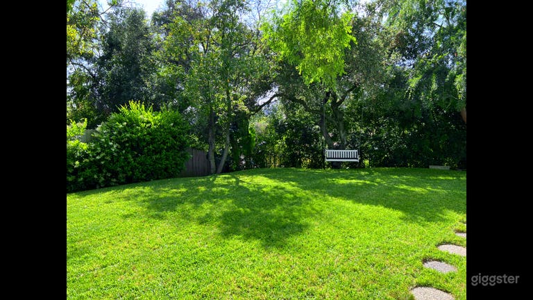  Backyard. Tree Swing with 6-arm chandelier in tree 