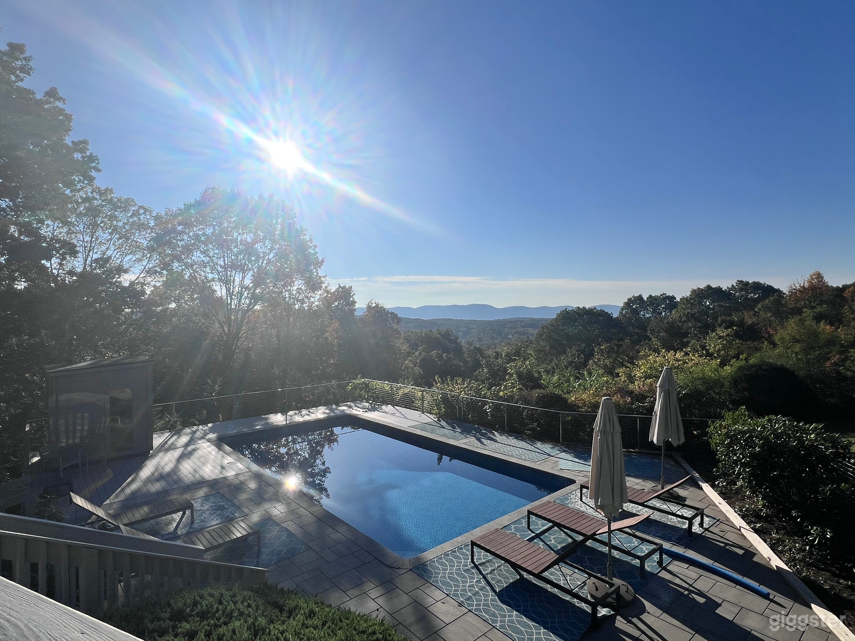 Pool with Hudson Valley Views and all day 