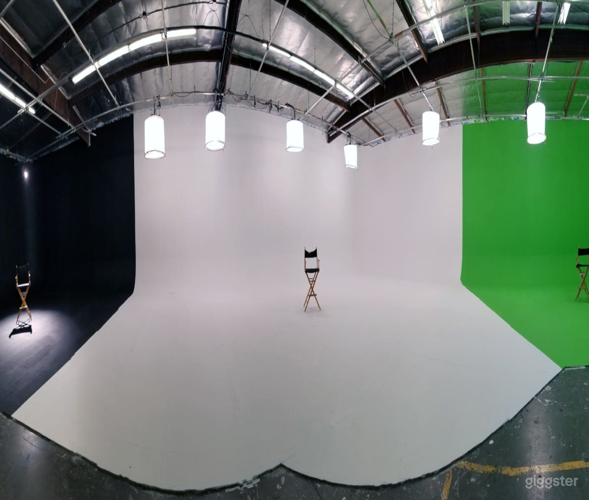 Use of Black Cyc, White Cyc and Green Screen "as is".