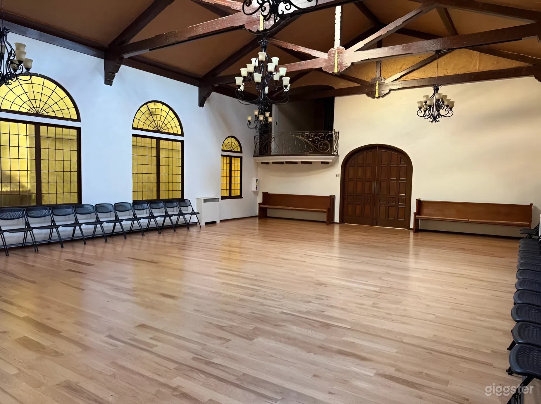 Elegant Chapel Ballroom with Grand Piano & Event Lighting Photo 2