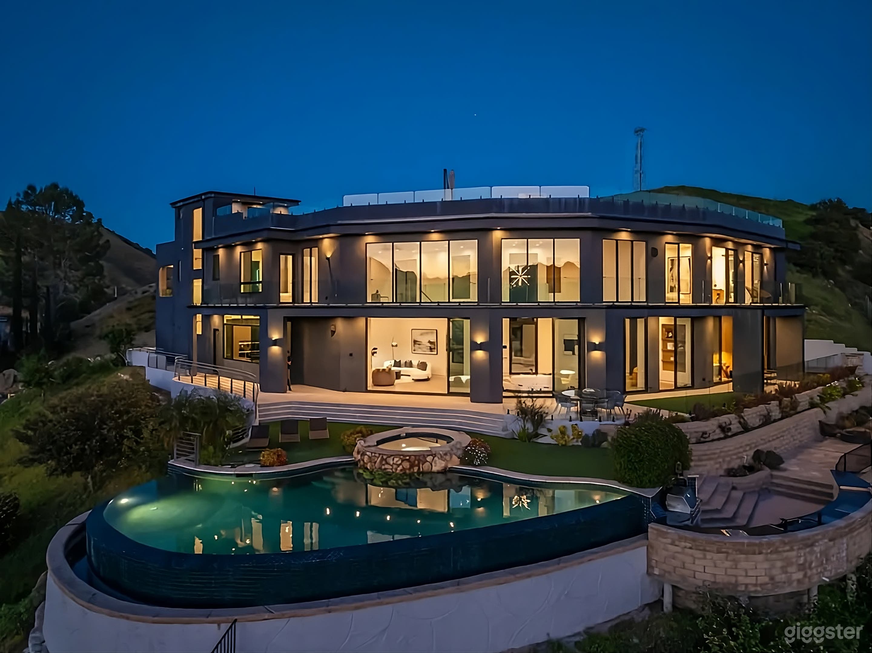 Cinematic Hillside Backyard Estate Photo 1