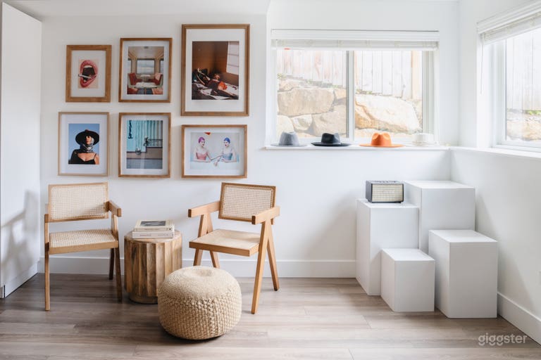  Chairs, posing blocks, desk, and props available for use. 