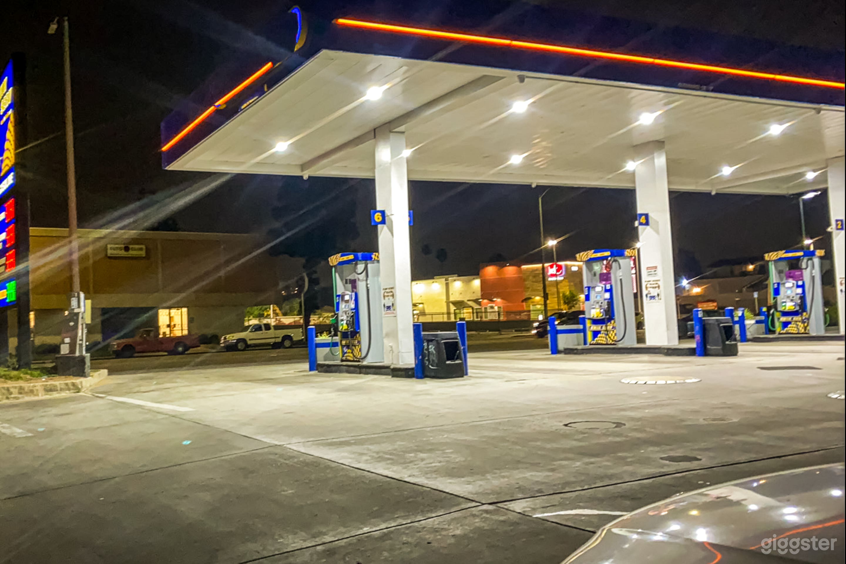Vintage Blue Canopy Gas Station w/ Market, Wide Lot & Street Photo 1