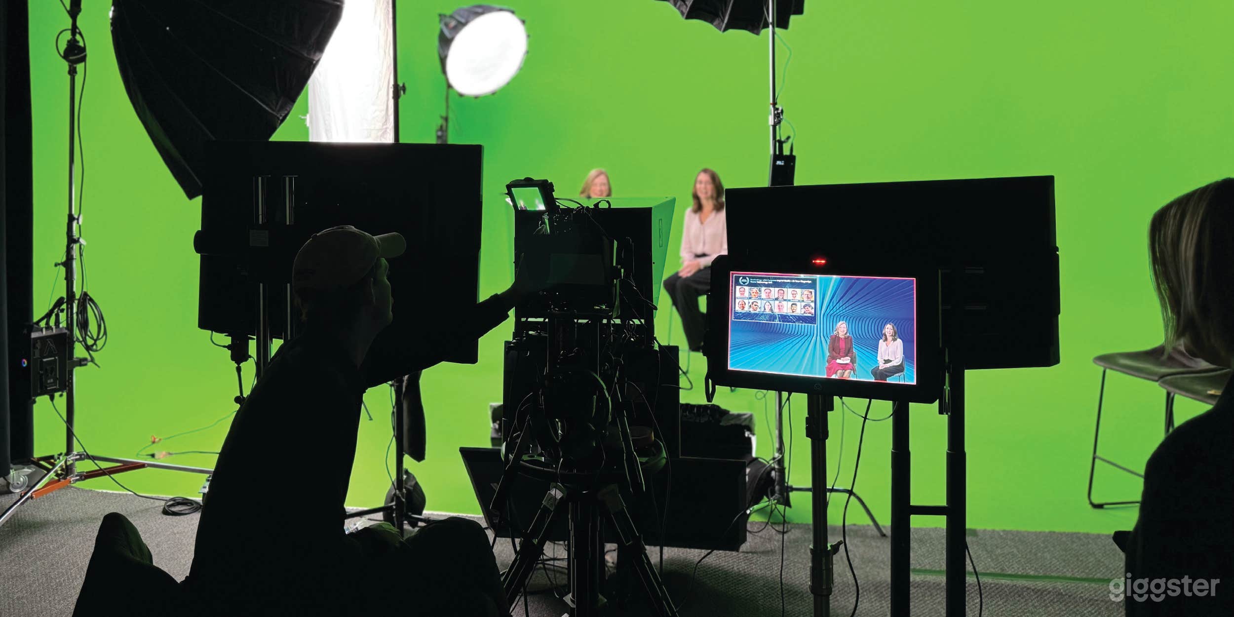 Green screen hard cyc in in our sound proofed STUDIO B. 