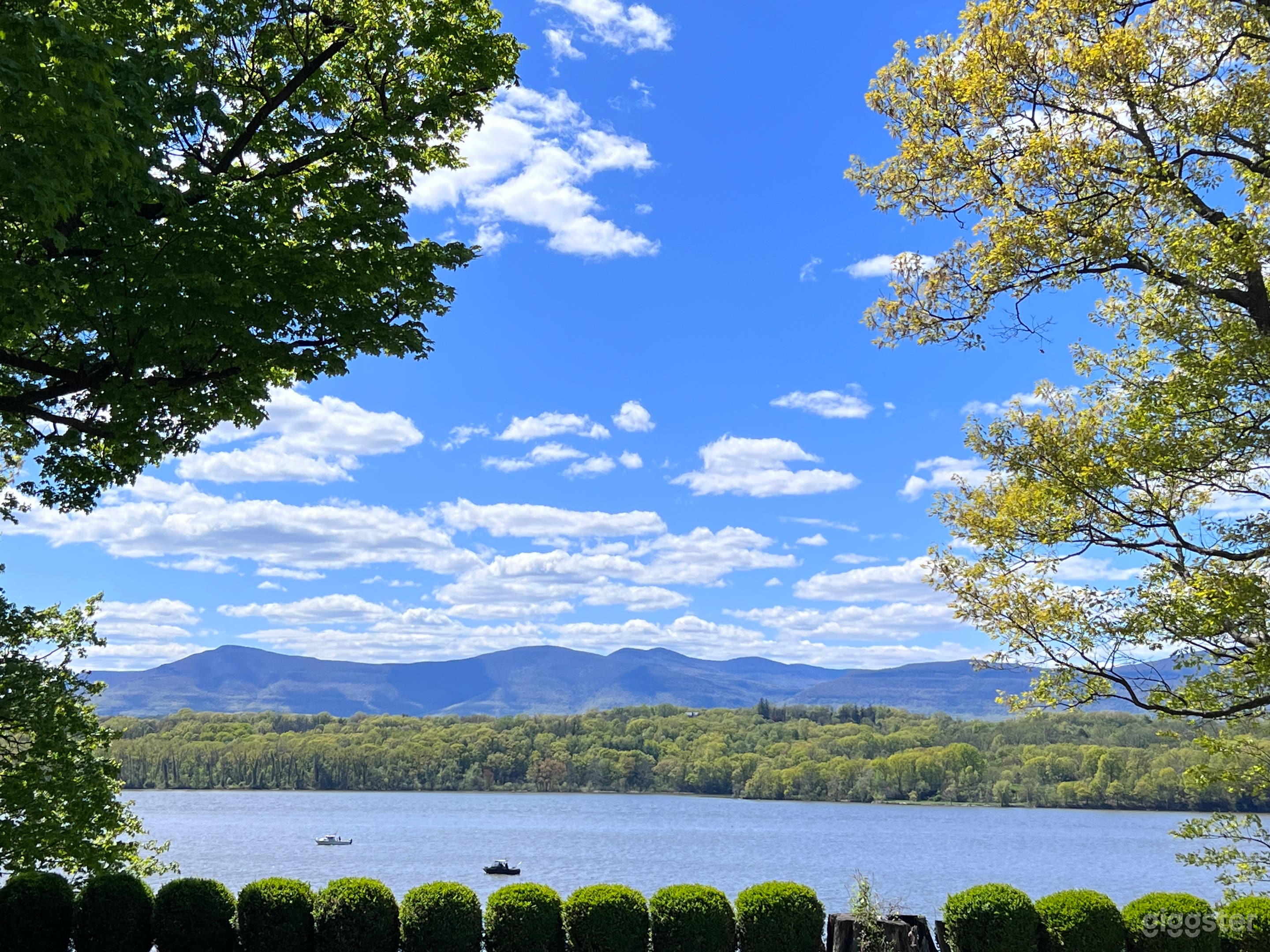 View of The Hudson River and mountains from the porch