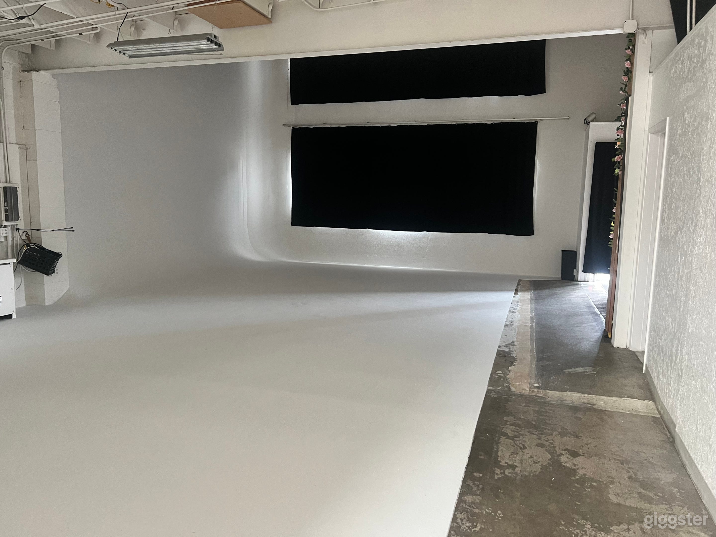 With curtains closed 