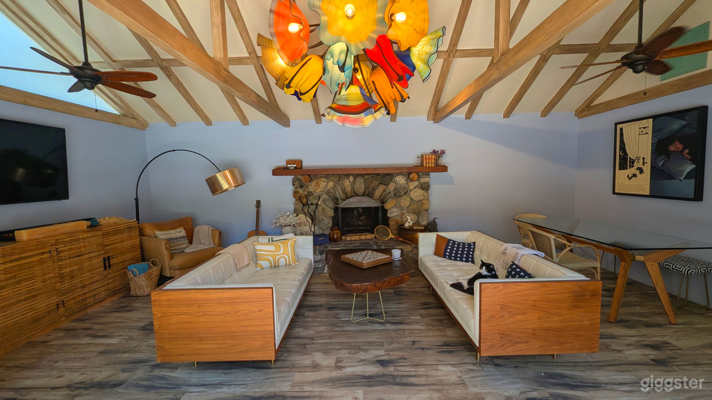 The living room, looking in through the french doors