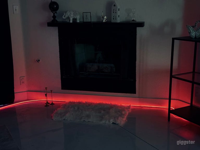  Fireplace scene with adjustable red led lighting  