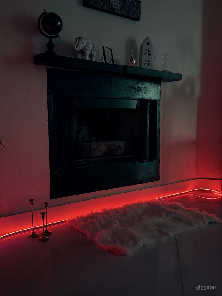  Fireplace scene with adjustable red led lighting  