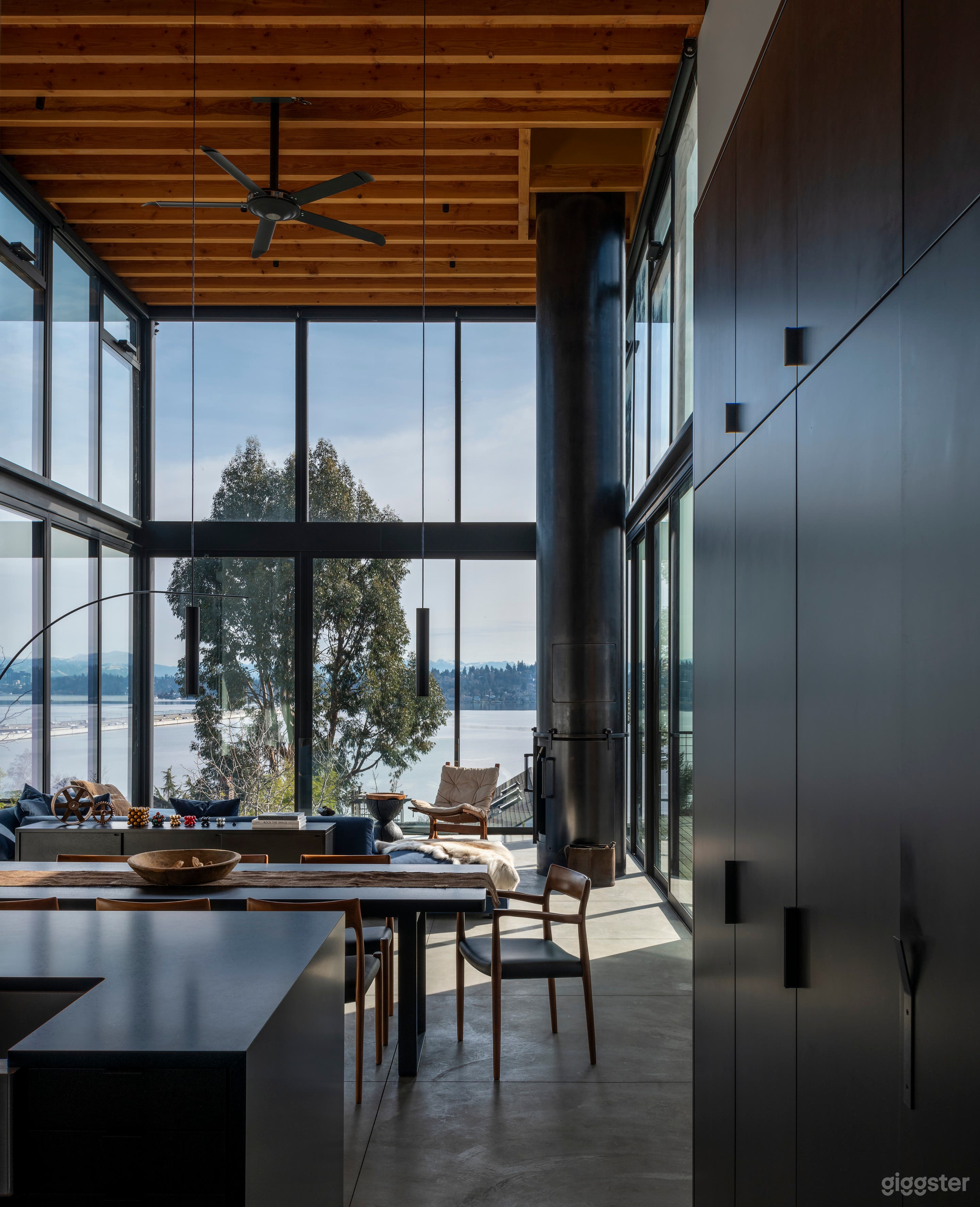 Living room with views of Lake Washington