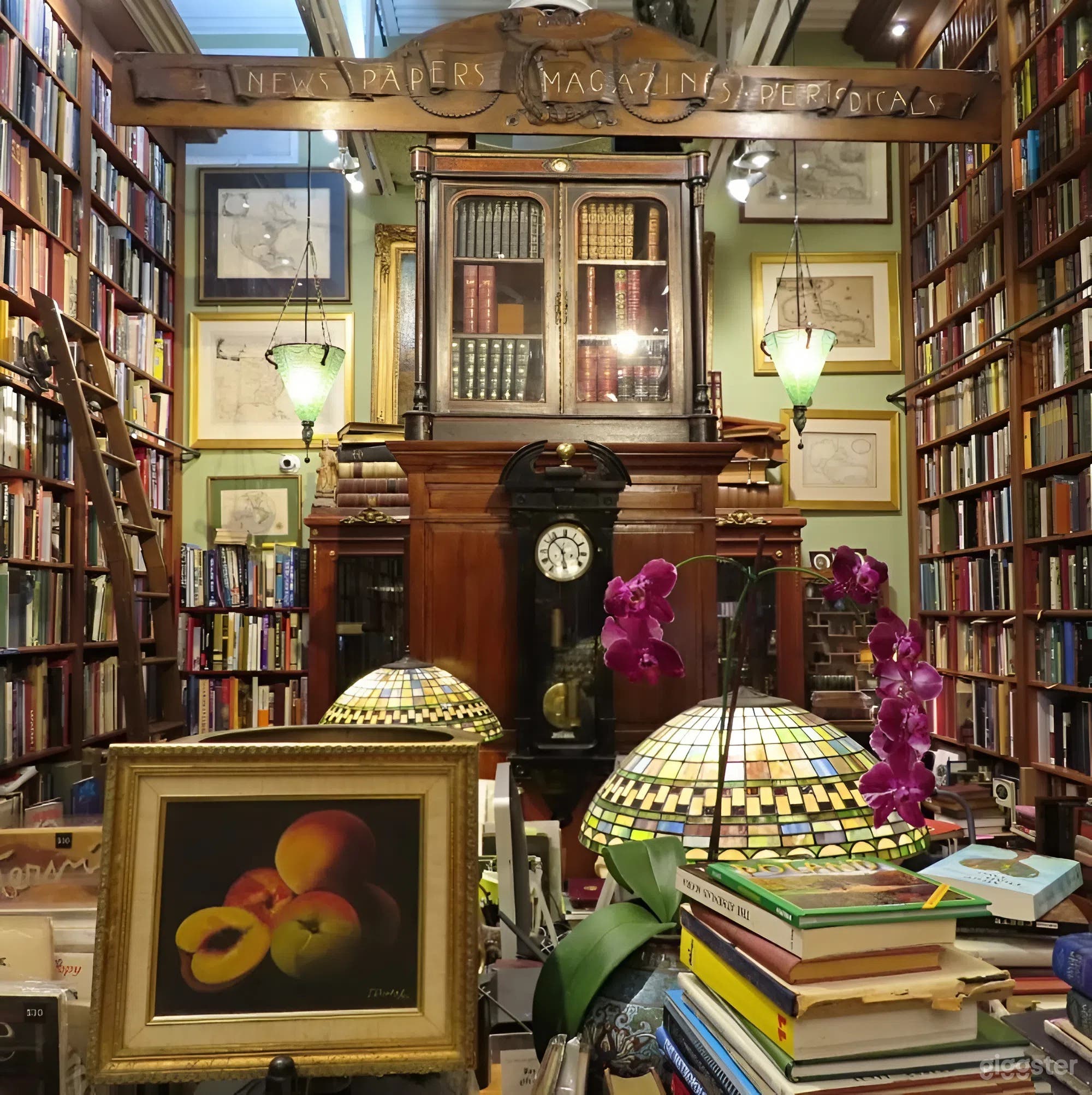 Old World Bookshop with 16-Ft Shelves & Rolling Ladders Photo 2