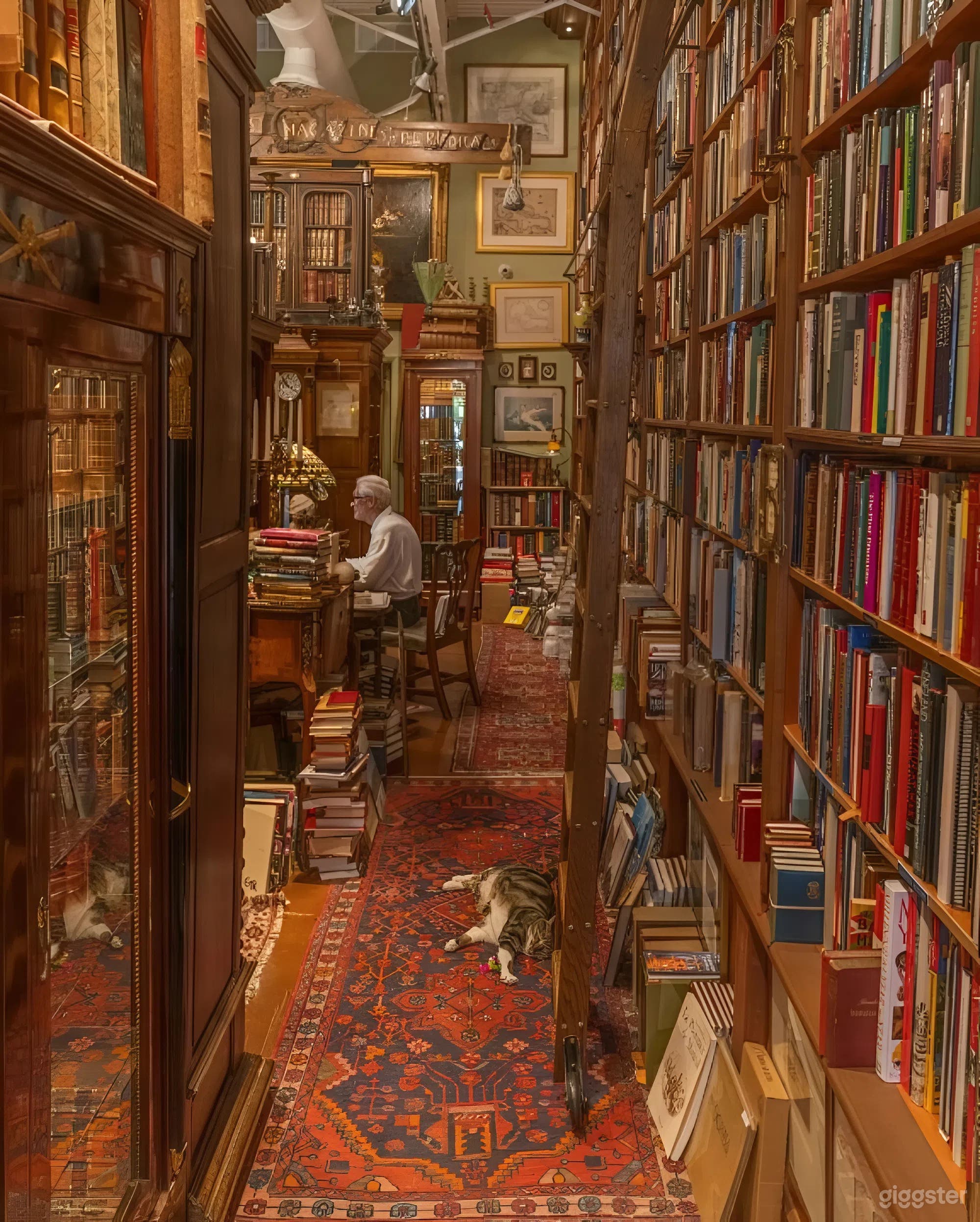 Old World Bookshop with 16-Ft Shelves & Rolling Ladders Photo 3