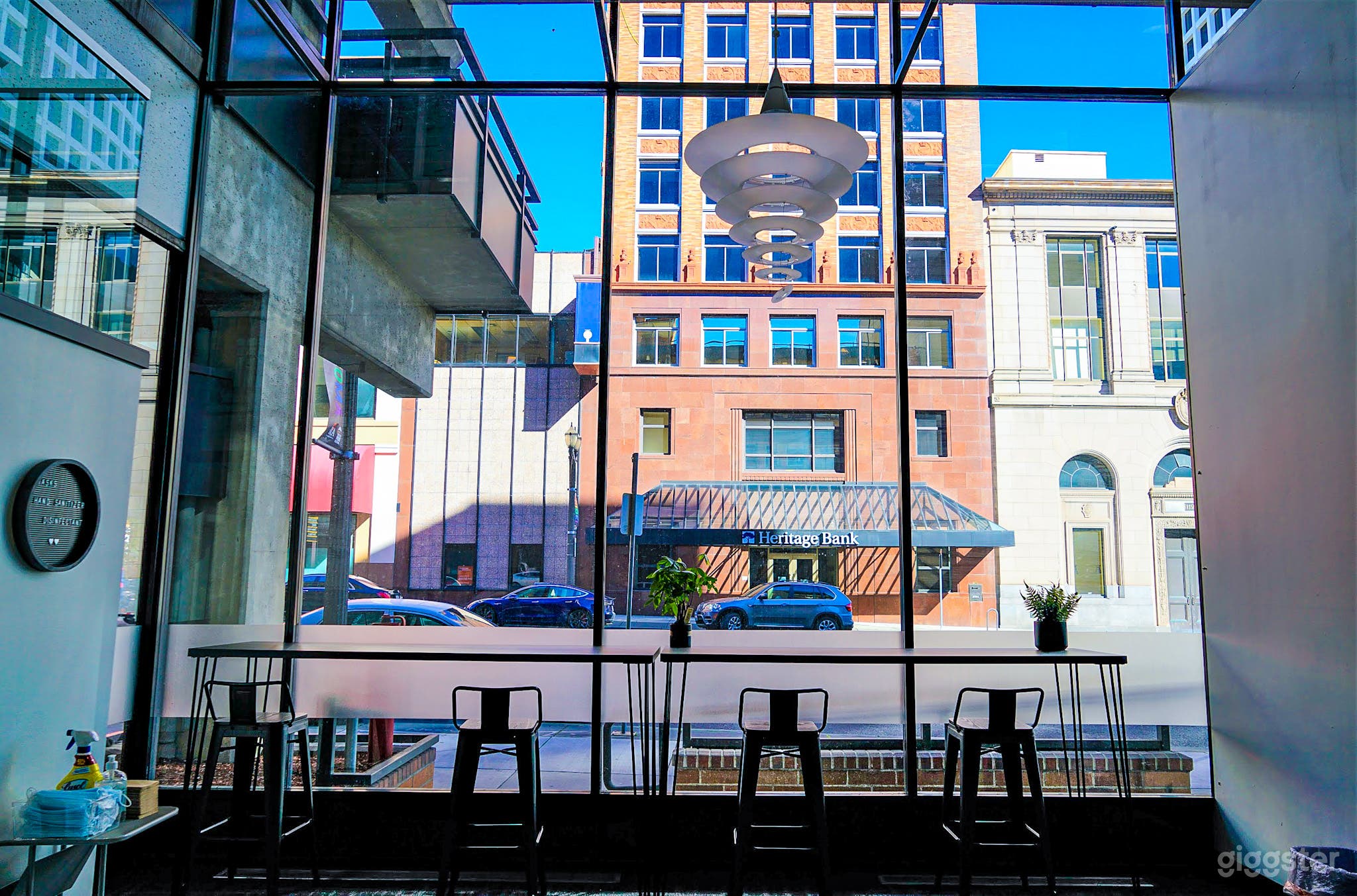 Windows facing Pacific Avenue