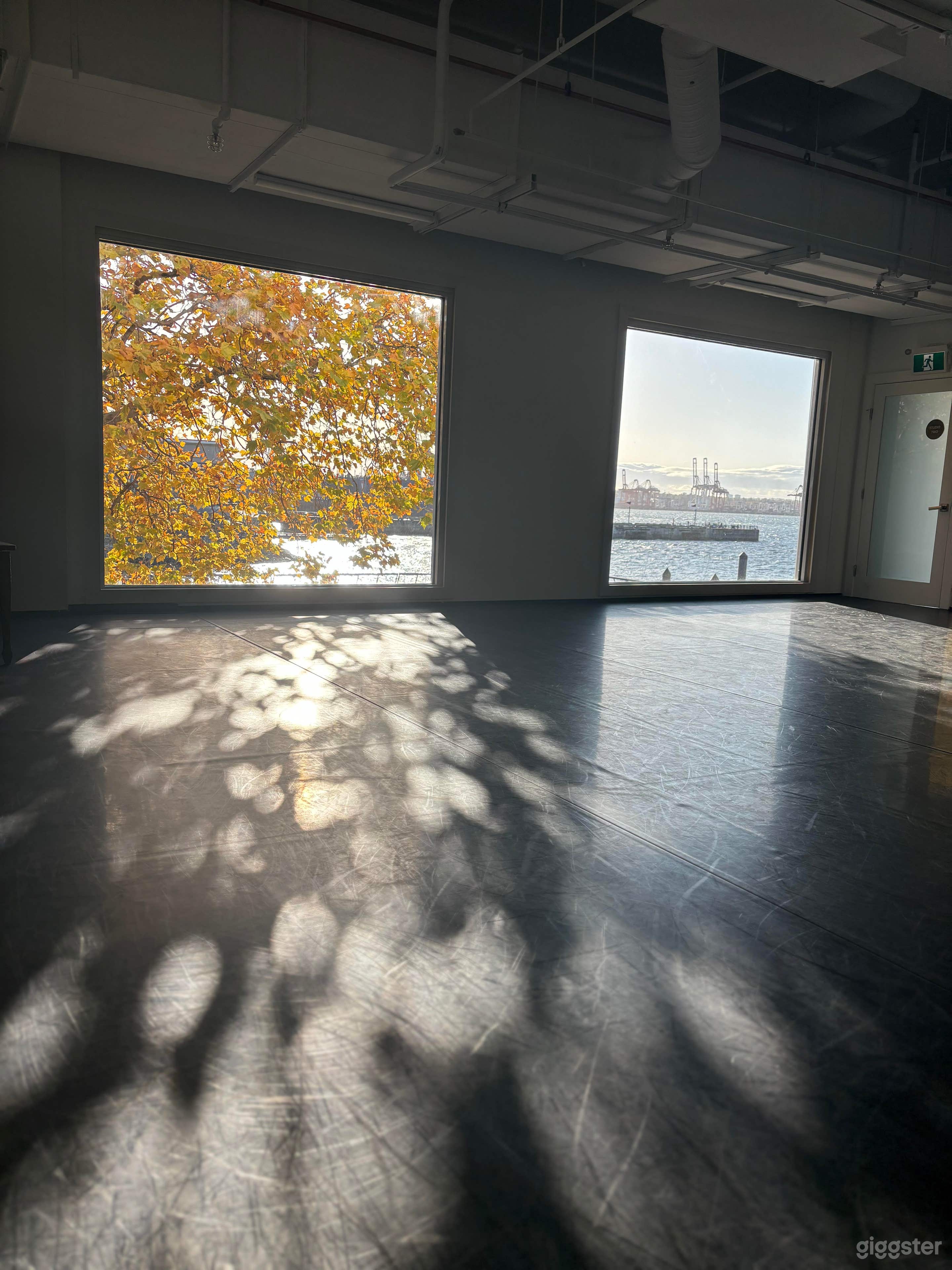 1500sq ft. ocean view studios. Sprung, Marley flooring, Ballet Barres, mirrors. 