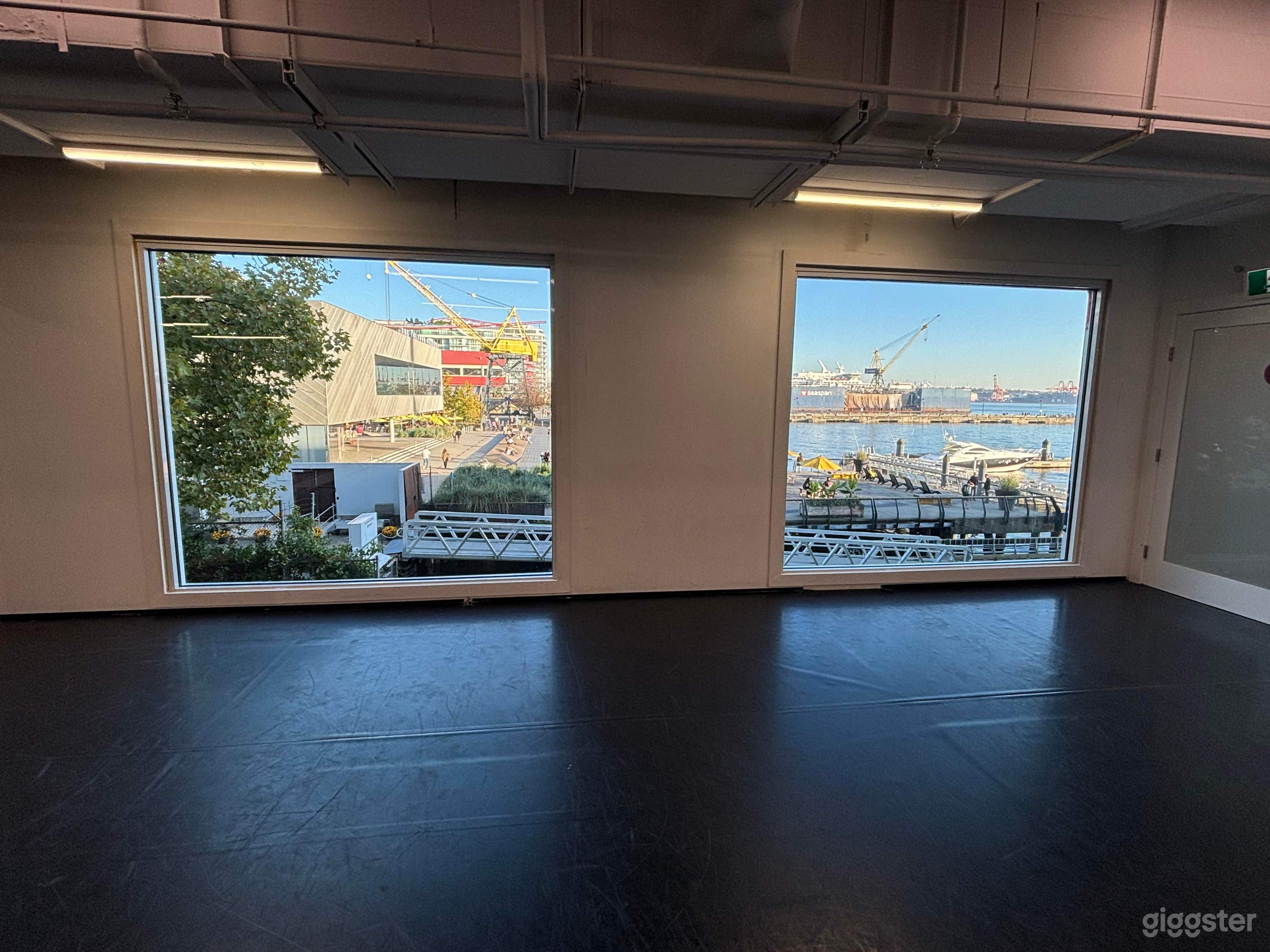 1500sq ft. ocean view studios. Sprung, Marley flooring, Ballet Barres, mirrors. 
