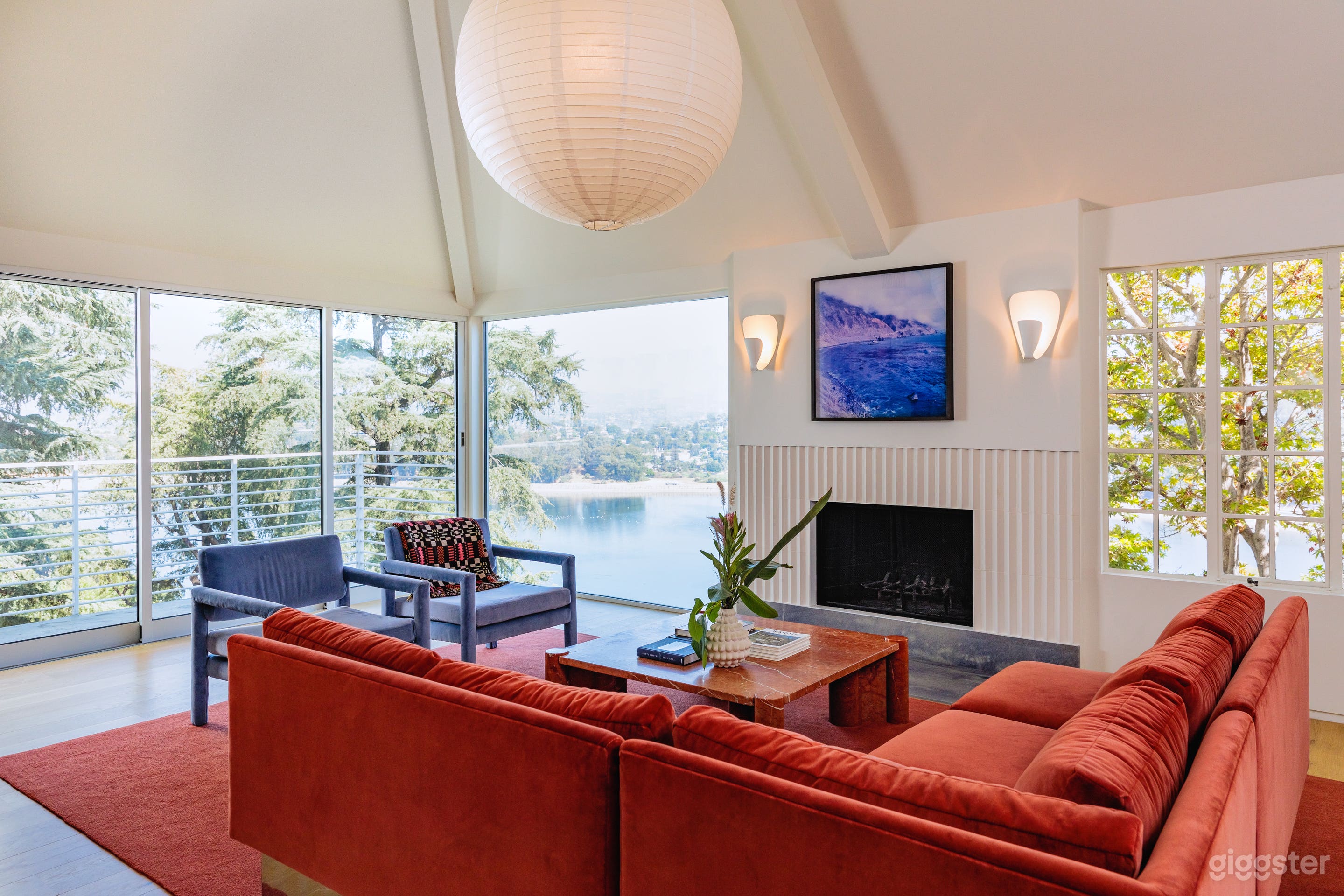 Main living room with amazing views of the Silver lake Reservoir.