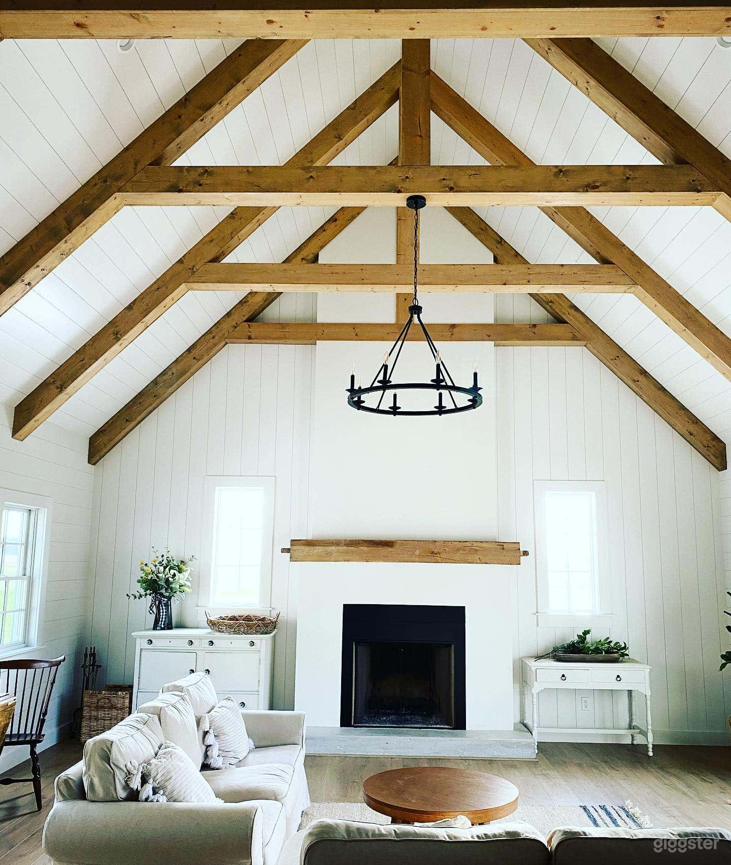The Cottage's Vaulted Ceiling and Stunning Fireplace